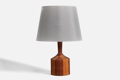 Designer danois moderniste, lampe de bureau, teck, pin, Danemark, années 1960