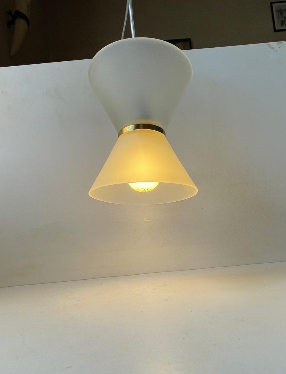 Danish Modernist Diablo Frosted Glass Hanging Lamp, 1970s In Good Condition For Sale In Esbjerg, DK