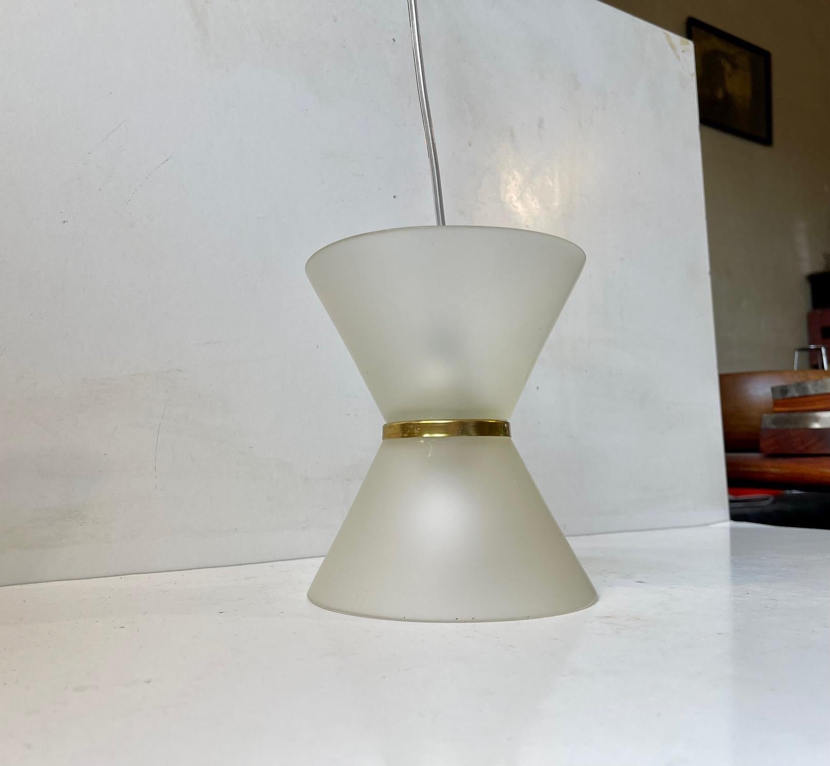 Late 20th Century Danish Modernist Diablo Frosted Glass Hanging Lamp, 1970s For Sale