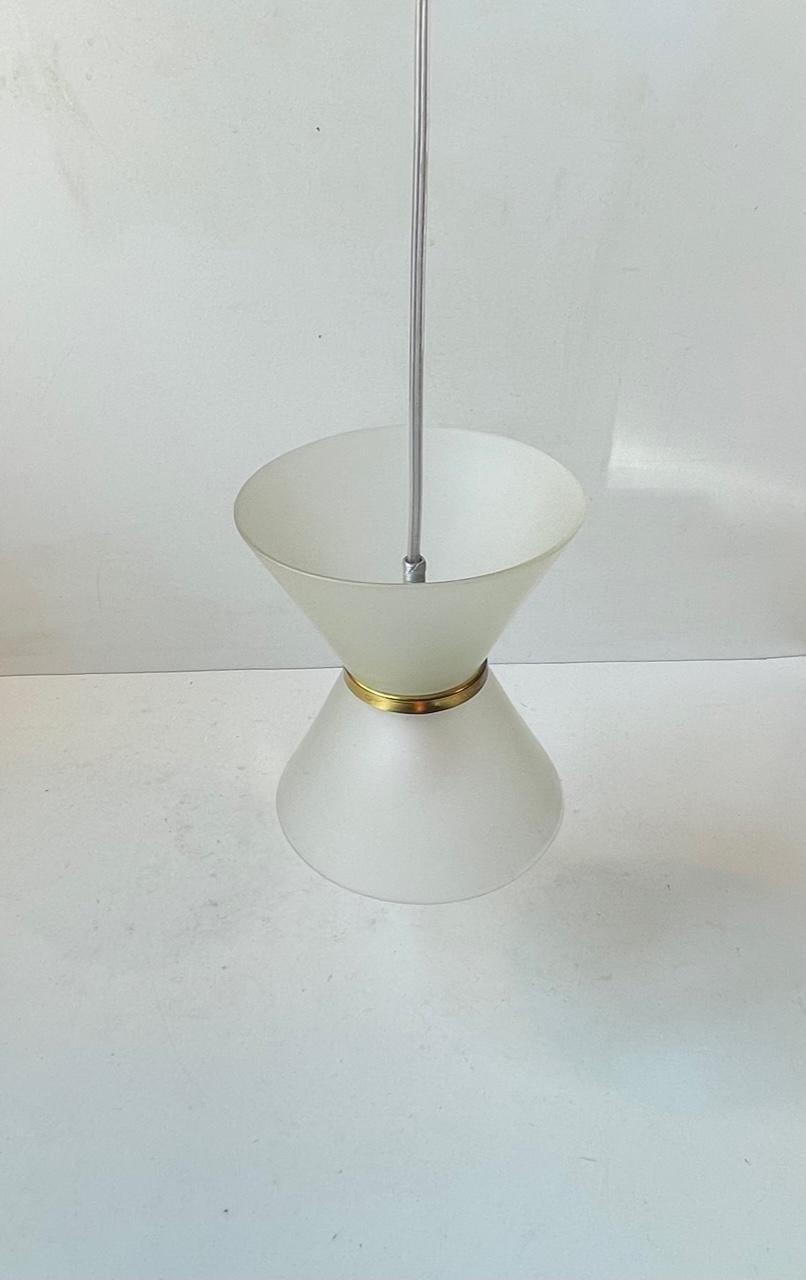 Danish Modernist Diablo Frosted Glass Hanging Lamp, 1970s For Sale 1