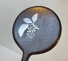 Espejo de mano modernista danés de plata de ley y roble Bog de Axel Salomonsen