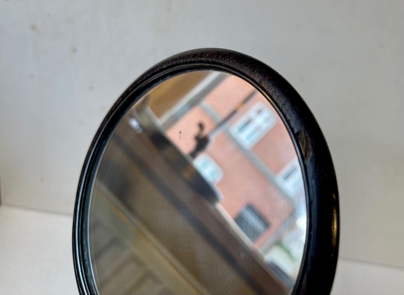 Danish Modernist Handheld Mirror in Sterling Silver & Bog Oak by Axel Salomonsen For Sale 2
