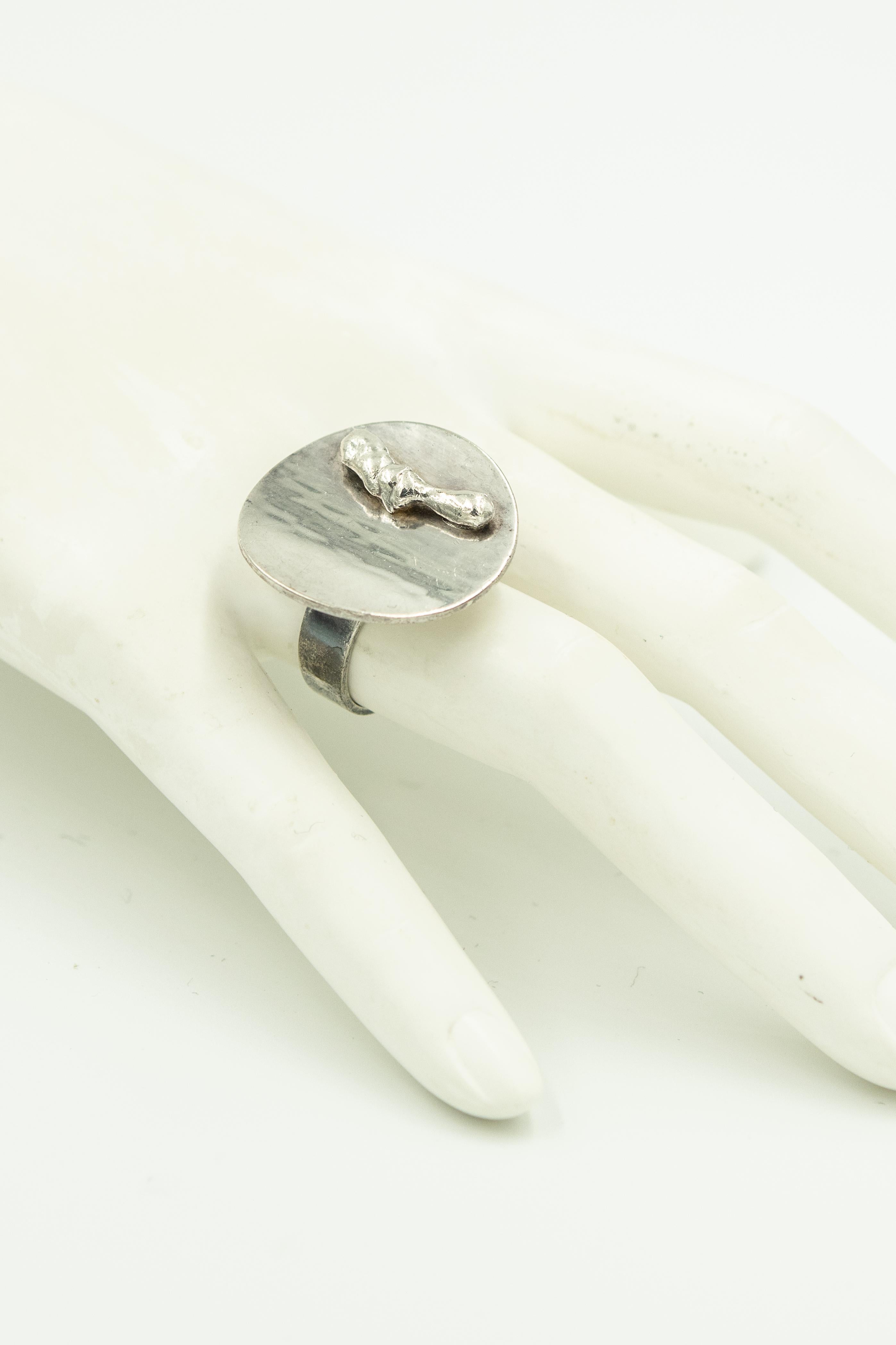Danish Modernist Sculptural Ring with Hand Holding Flame Torch by Ib Bluitgen For Sale 2