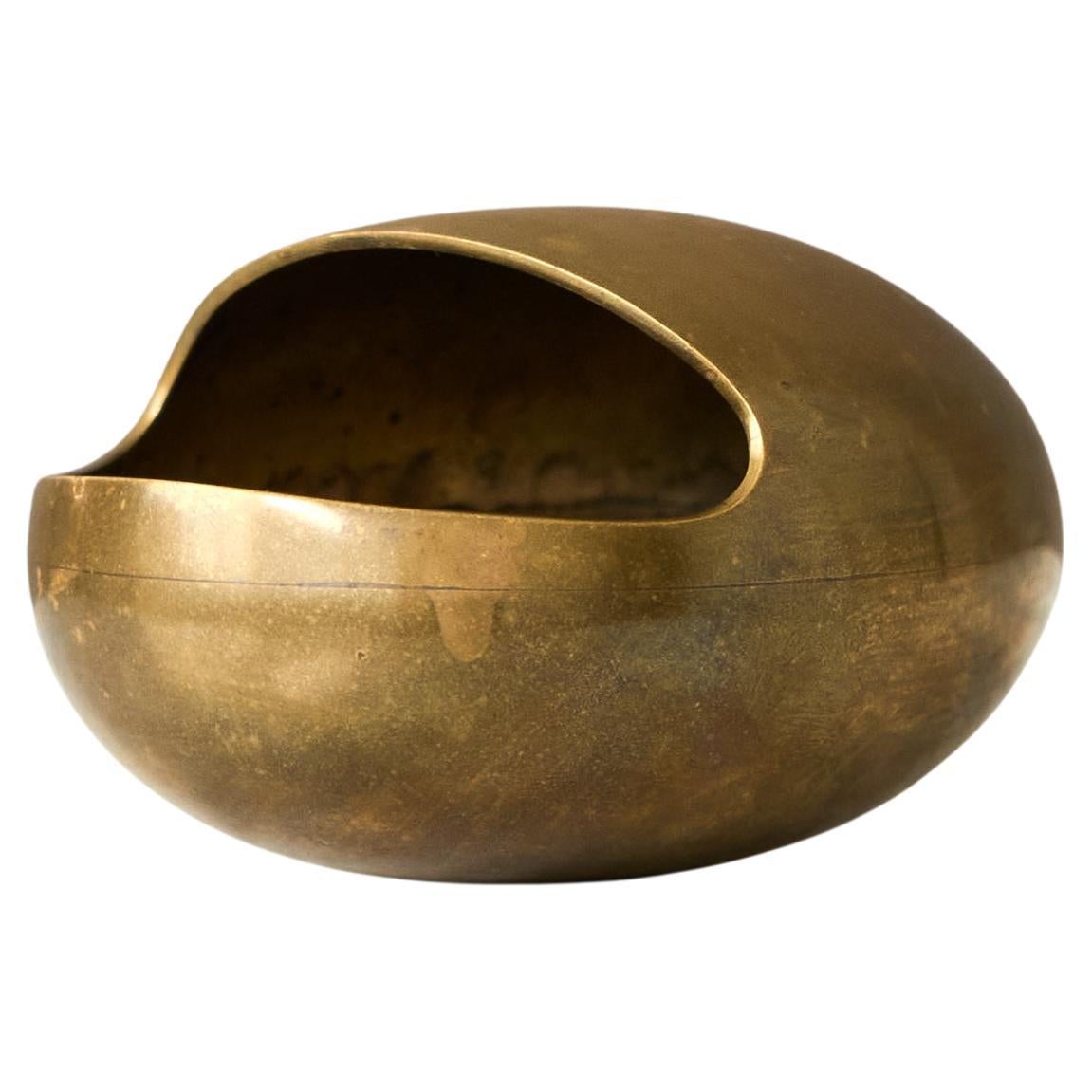 Danish Modernist Smile Brass Ashtray or Incense Burner by Carl Cohr, 1950s