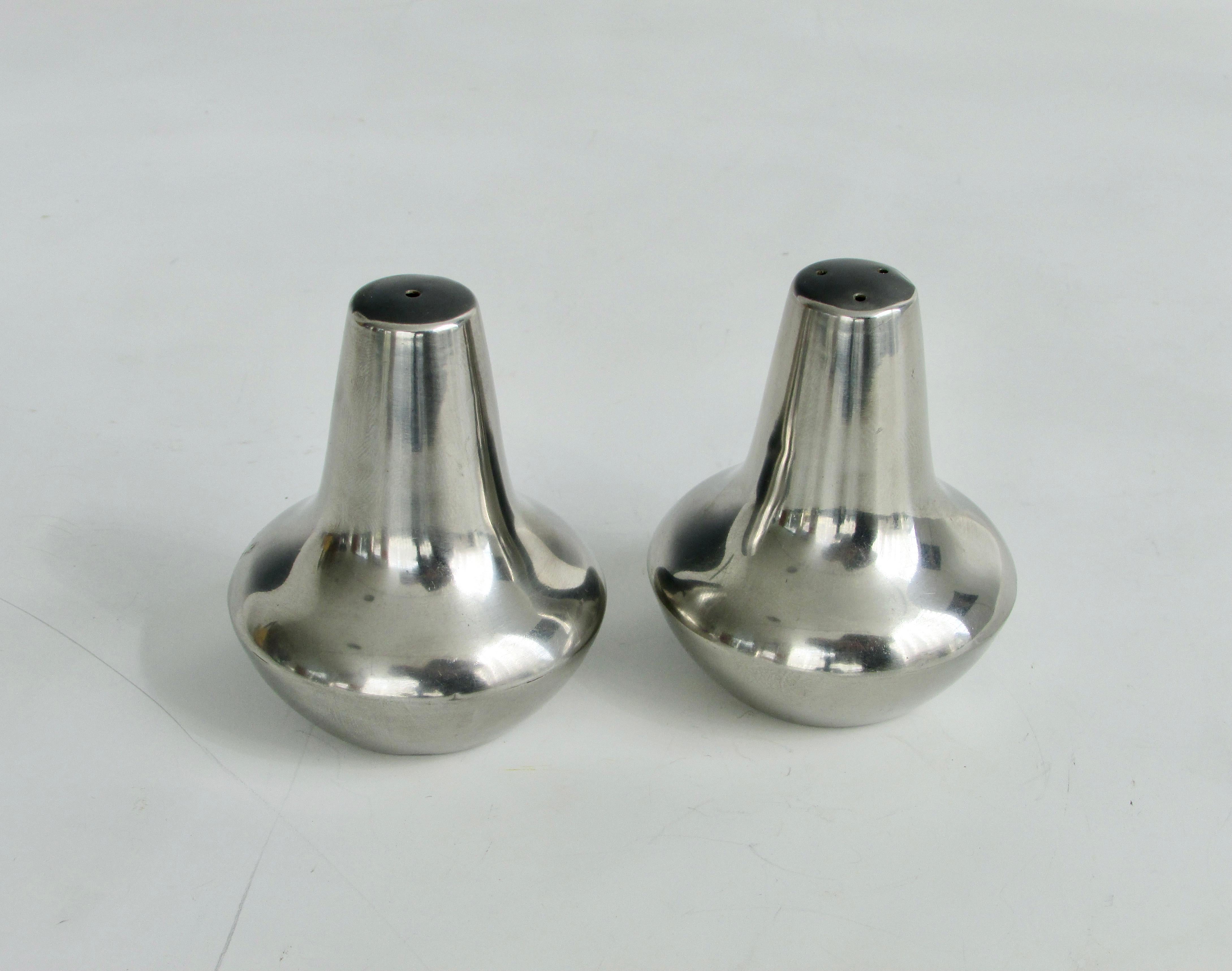 Danish Modernist Stainless Steel Salt Pepper Shakers For Sale 1