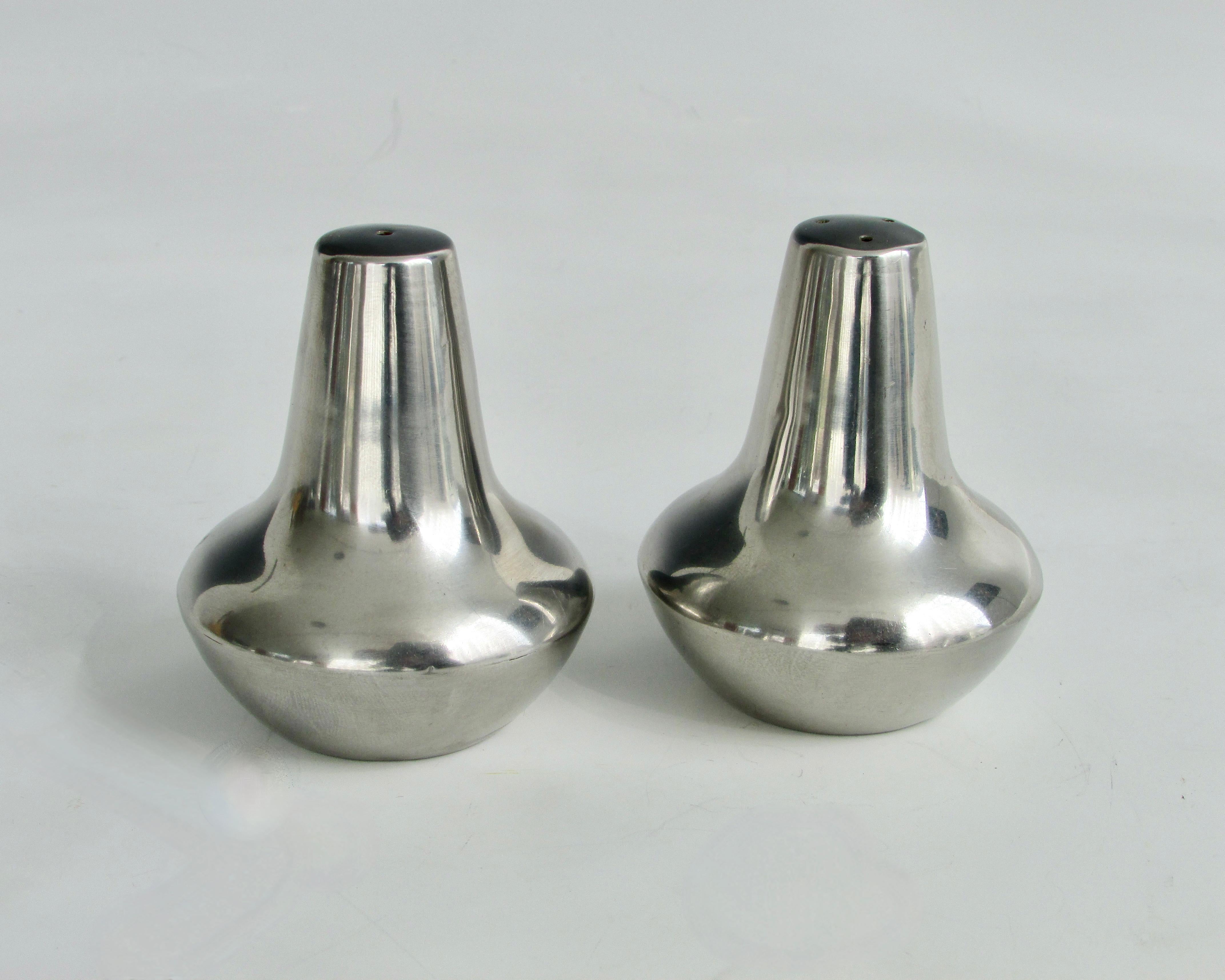 Danish Modernist Stainless Steel Salt Pepper Shakers For Sale 2