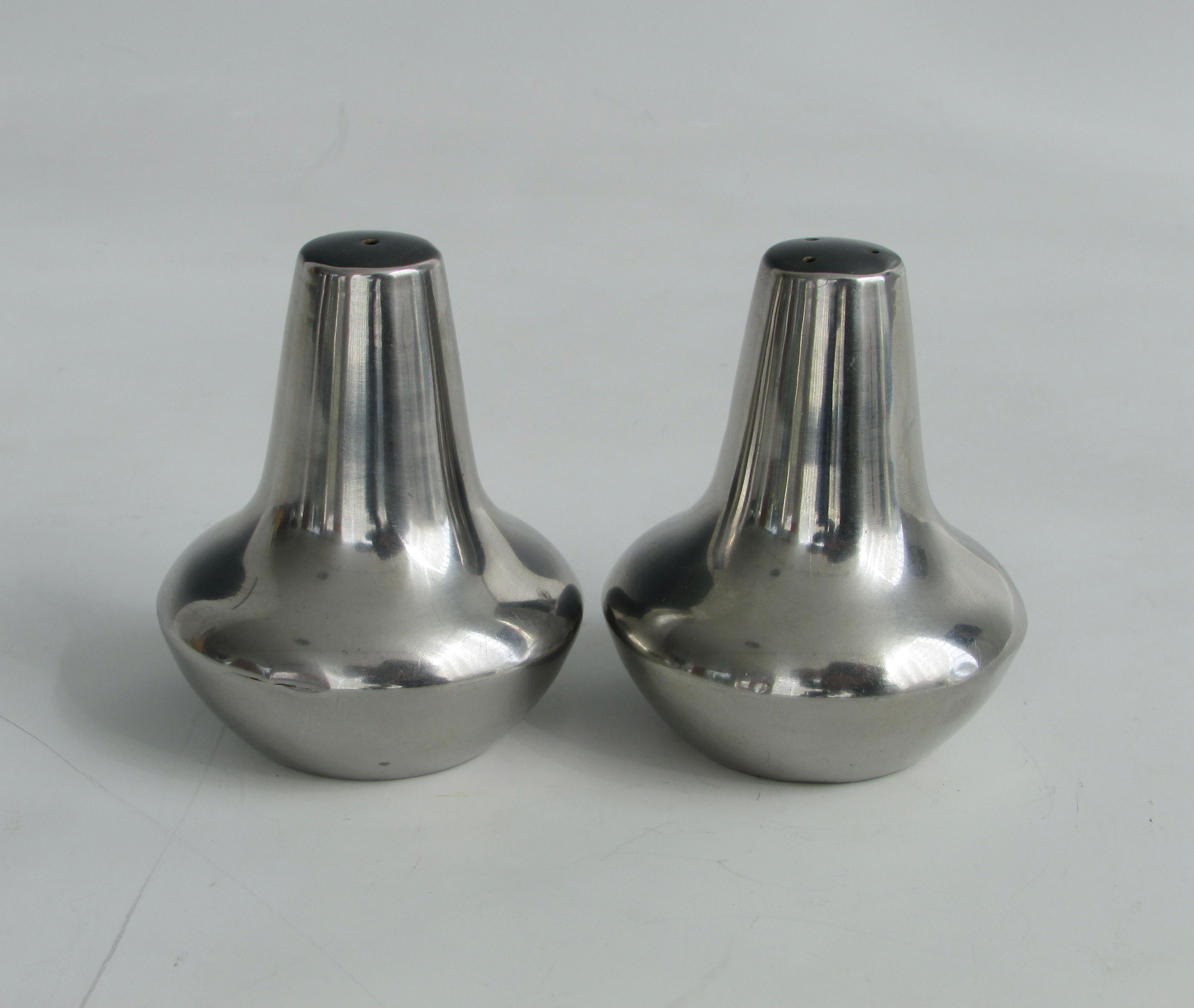 Danish Modernist Stainless Steel Salt Pepper Shakers For Sale 3
