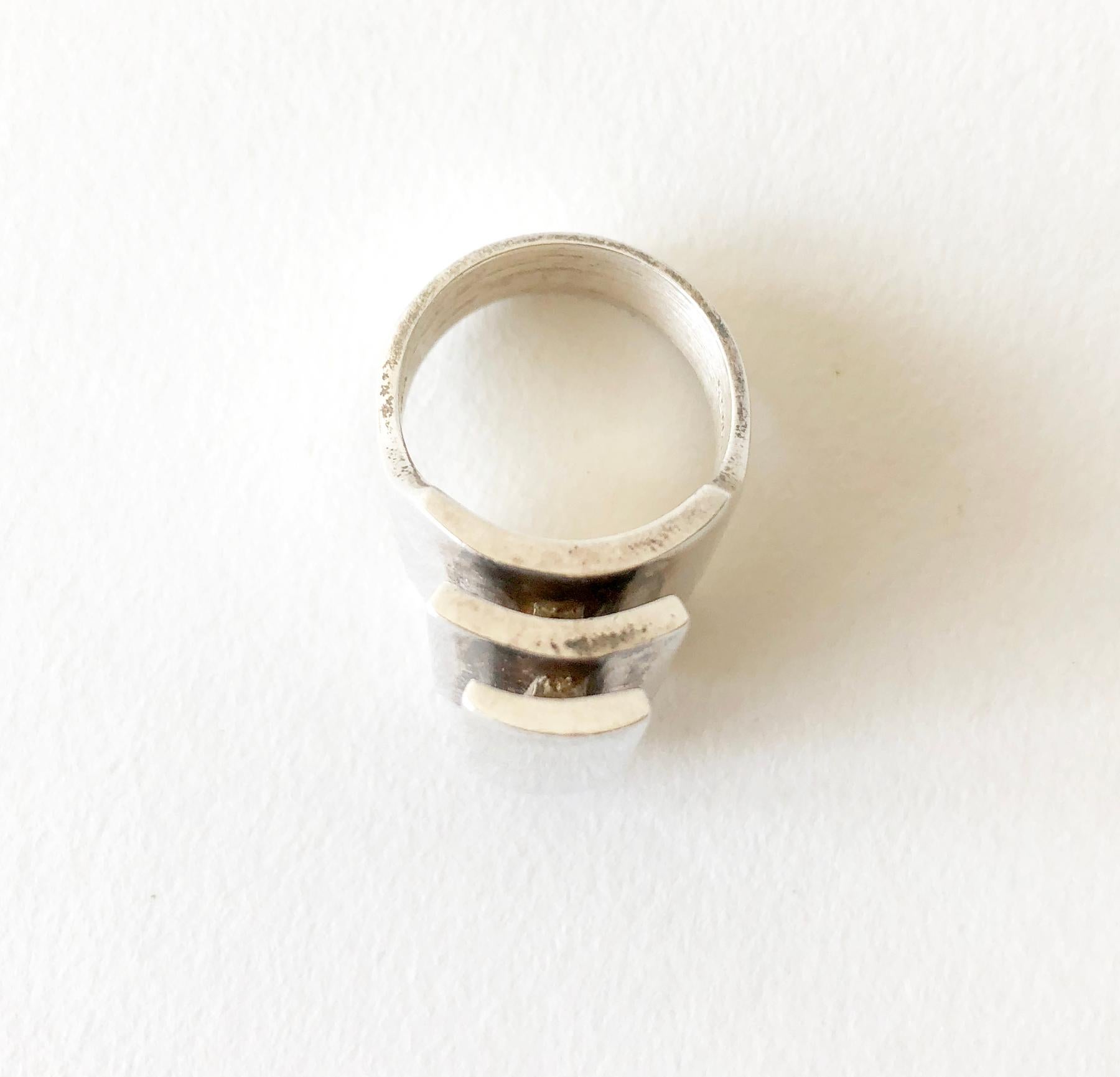 Women's Danish Modernist Triple Tiered Sterling Silver Ring