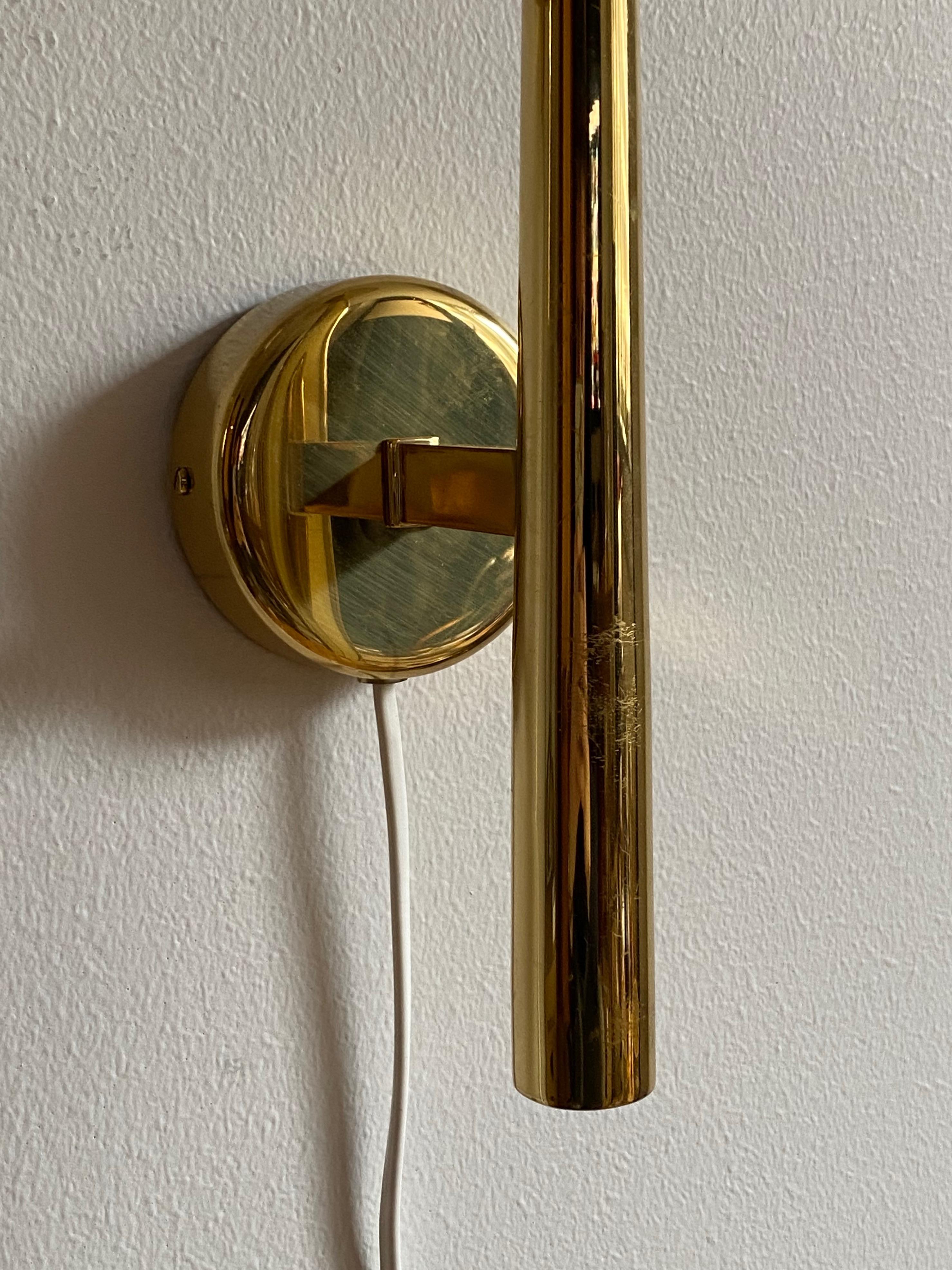 Danish, Modernist Wall Lights, Brass, Acrylic, Silk, Denmark, c. 1950s 1