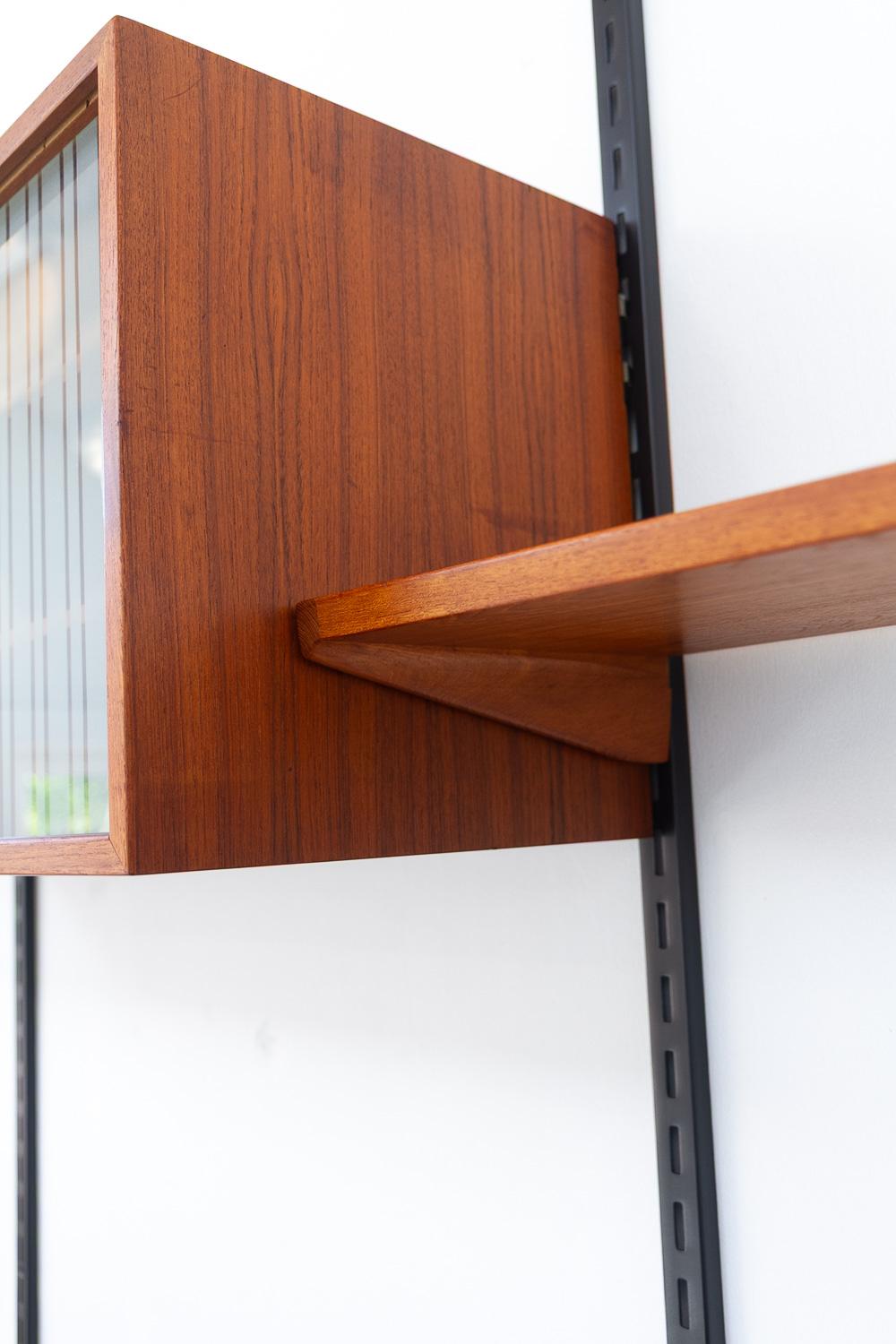 Danish Modular 5-Bay Teak Wall Unit by Kai Kristiansen for FM, 1960s. 6