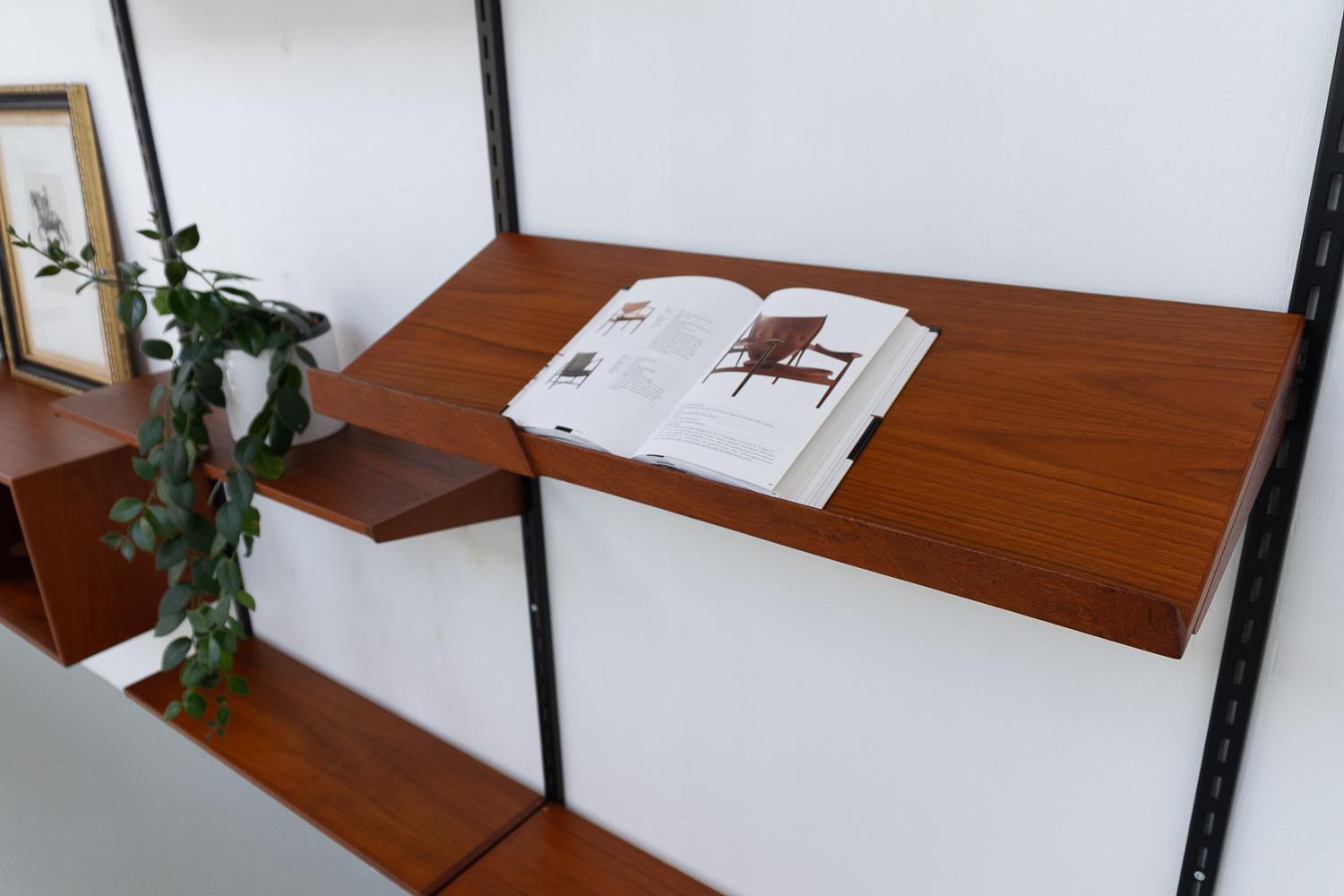 Danish Modular 5-Bay Teak Wall Unit by Kai Kristiansen for FM, 1960s. 10