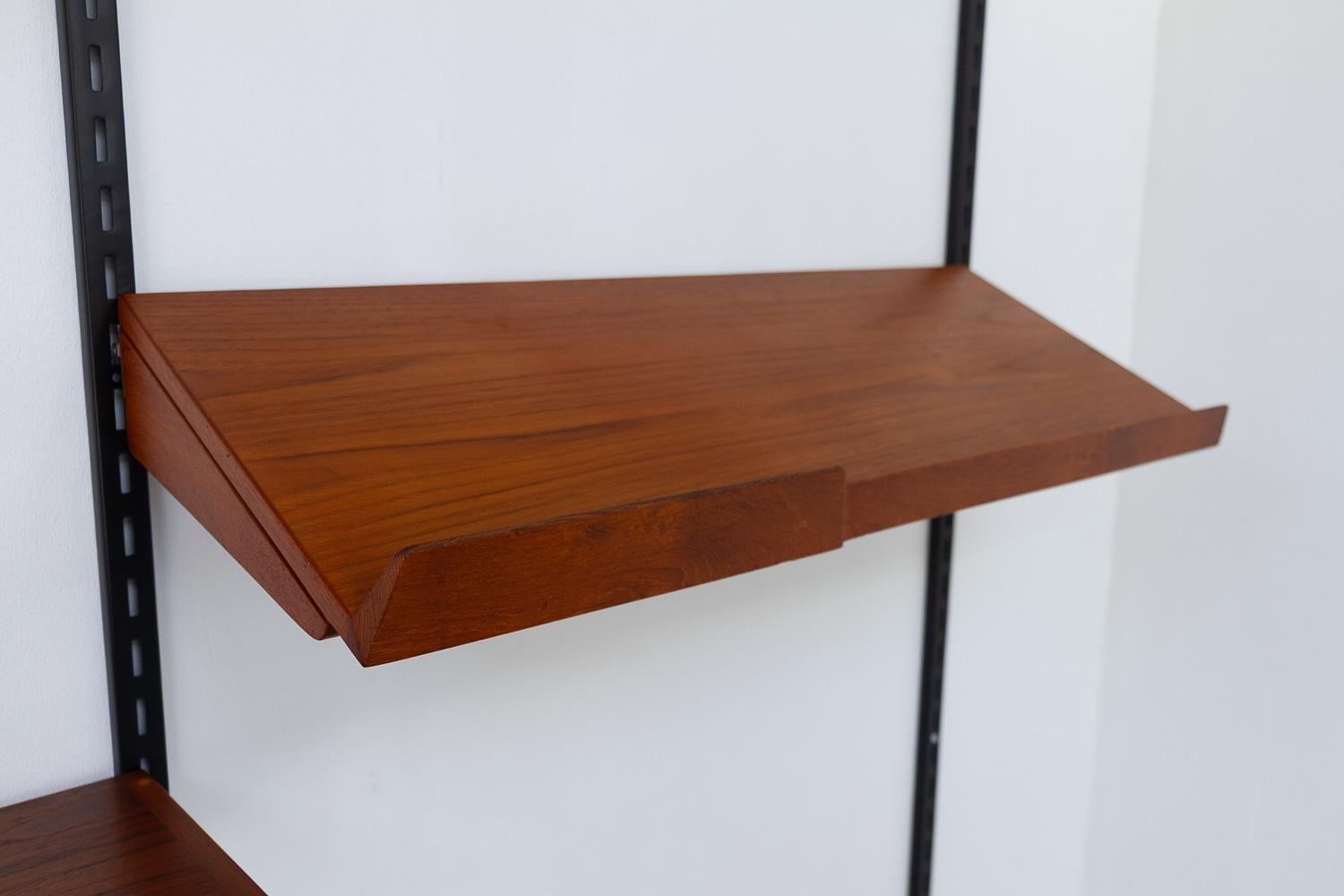 Danish Modular 5-Bay Teak Wall Unit by Kai Kristiansen for FM, 1960s. 3