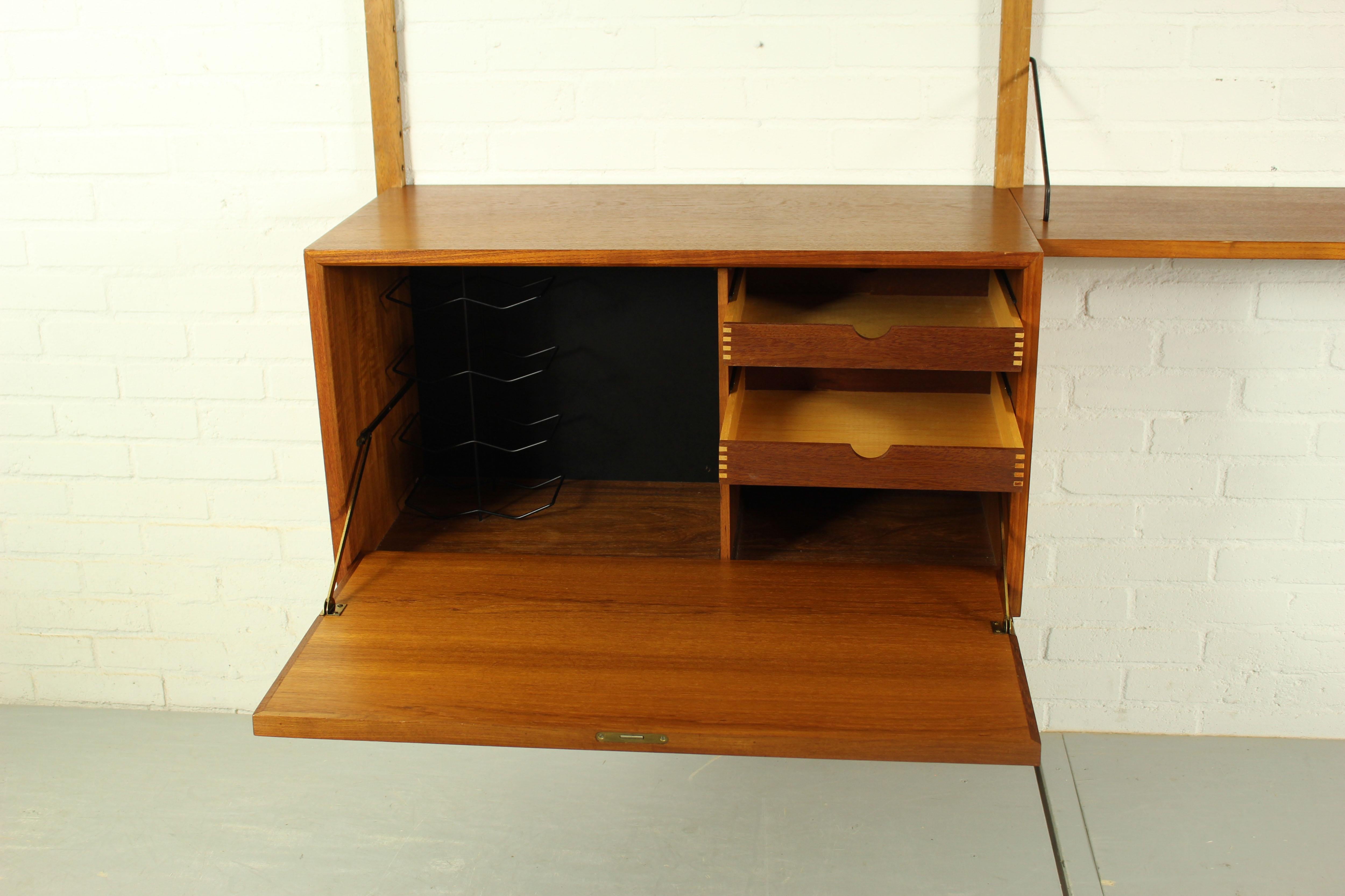 Danish Modular Teak Wall Unit by Poul Cadovius with wine cabinet, 1960s For Sale 5