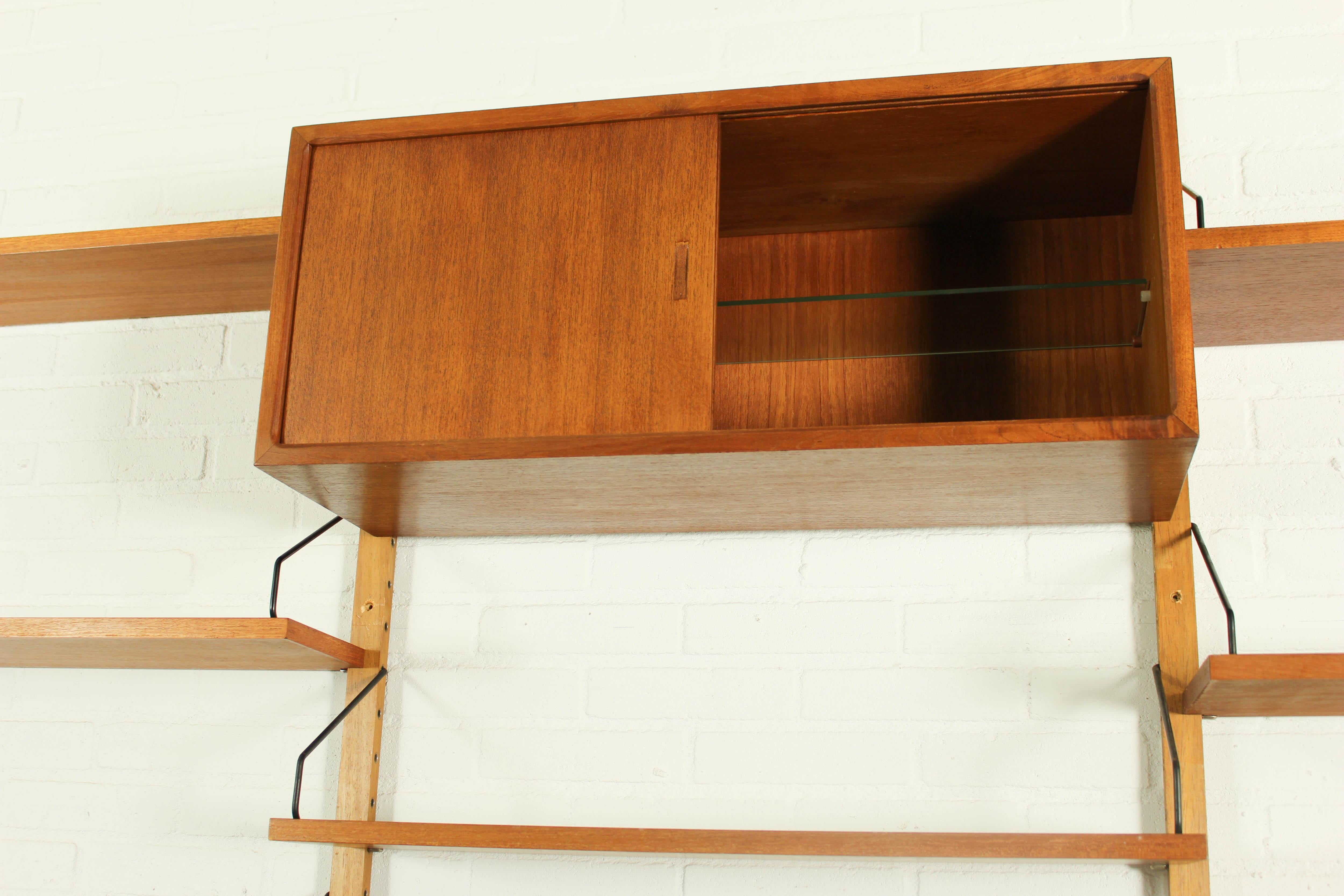 Danish Modular Teak Wall Unit by Poul Cadovius with wine cabinet, 1960s For Sale 6