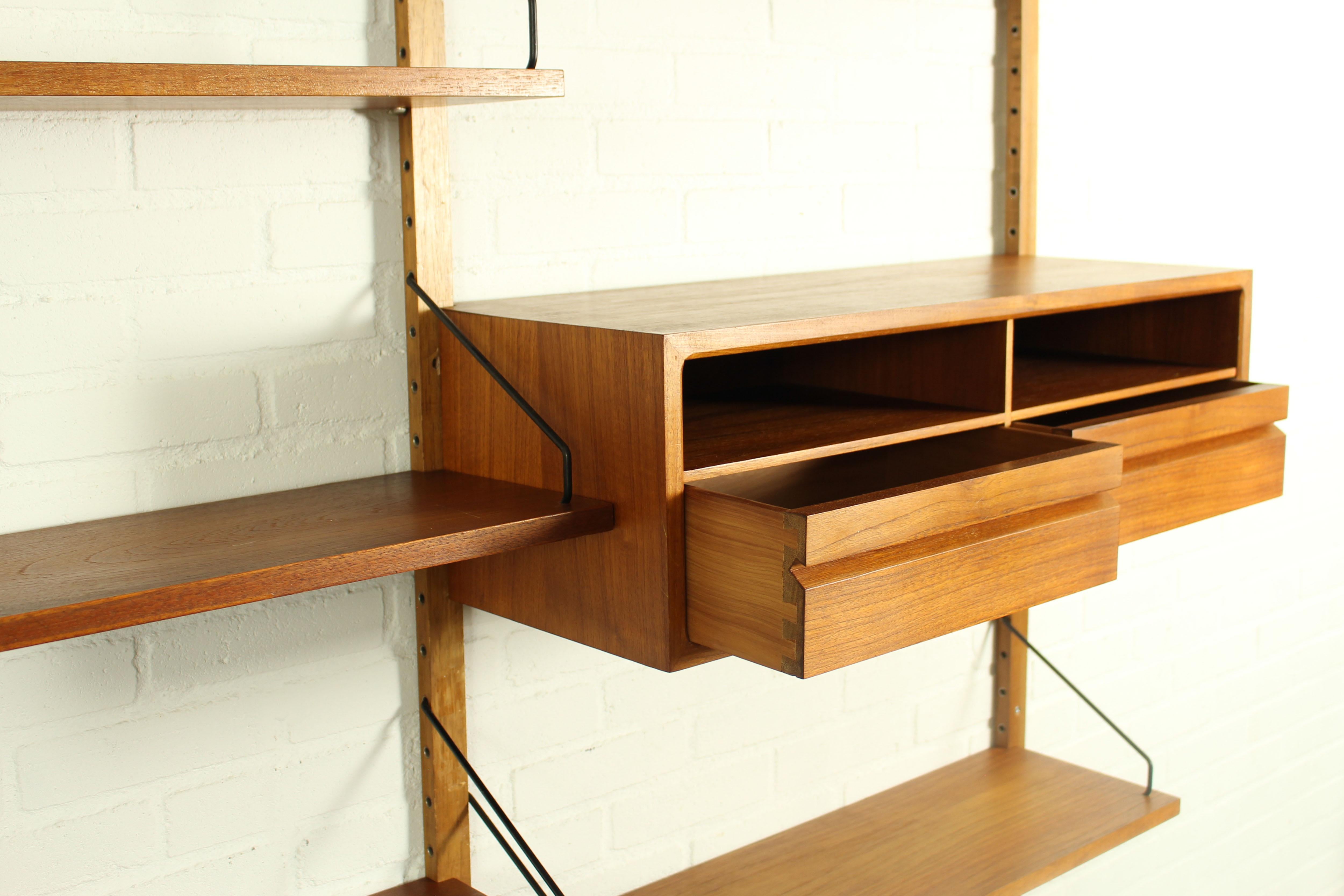 Danish Modular Teak Wall Unit by Poul Cadovius with wine cabinet, 1960s For Sale 7