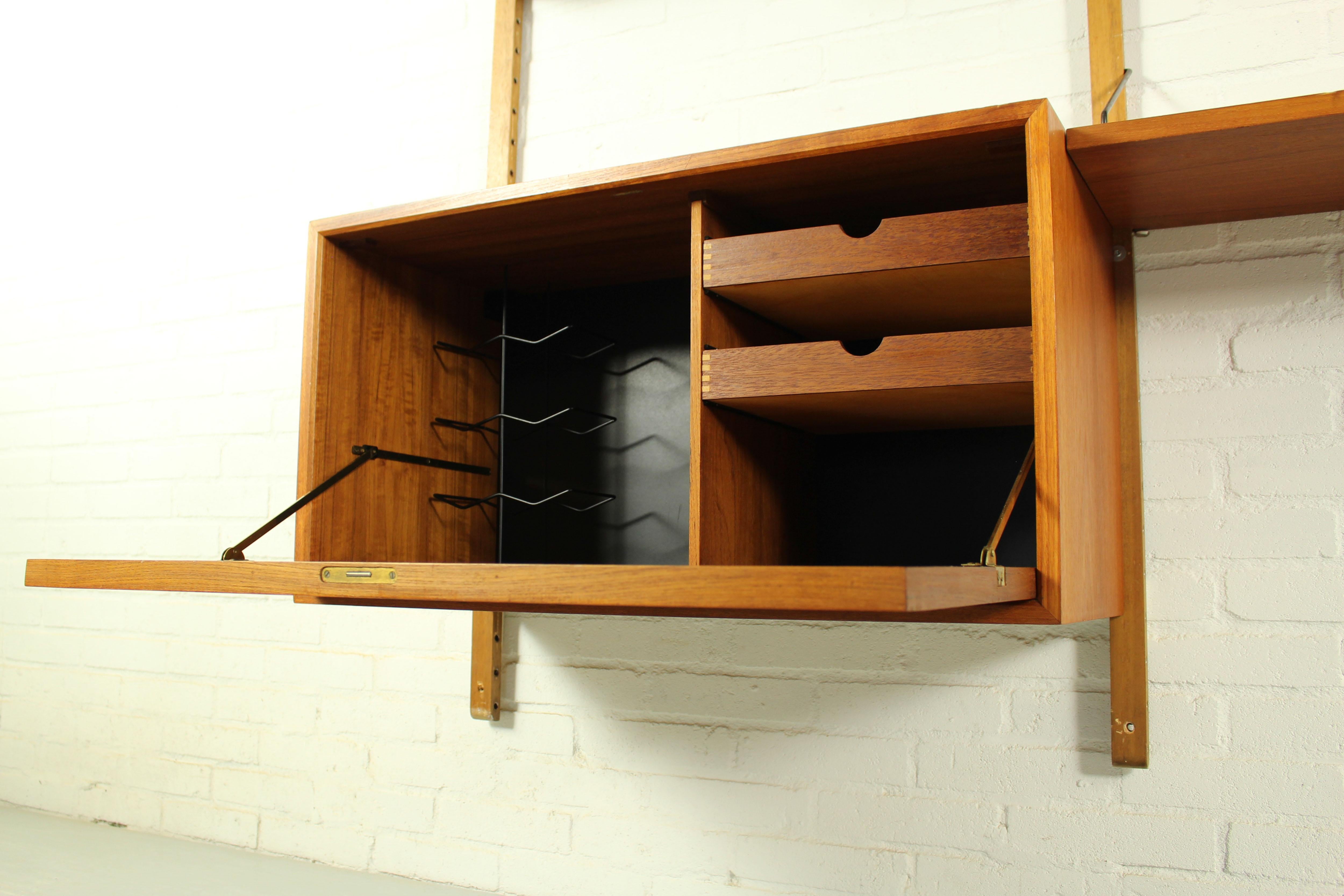 Danish Modular Teak Wall Unit by Poul Cadovius with wine cabinet, 1960s For Sale 3
