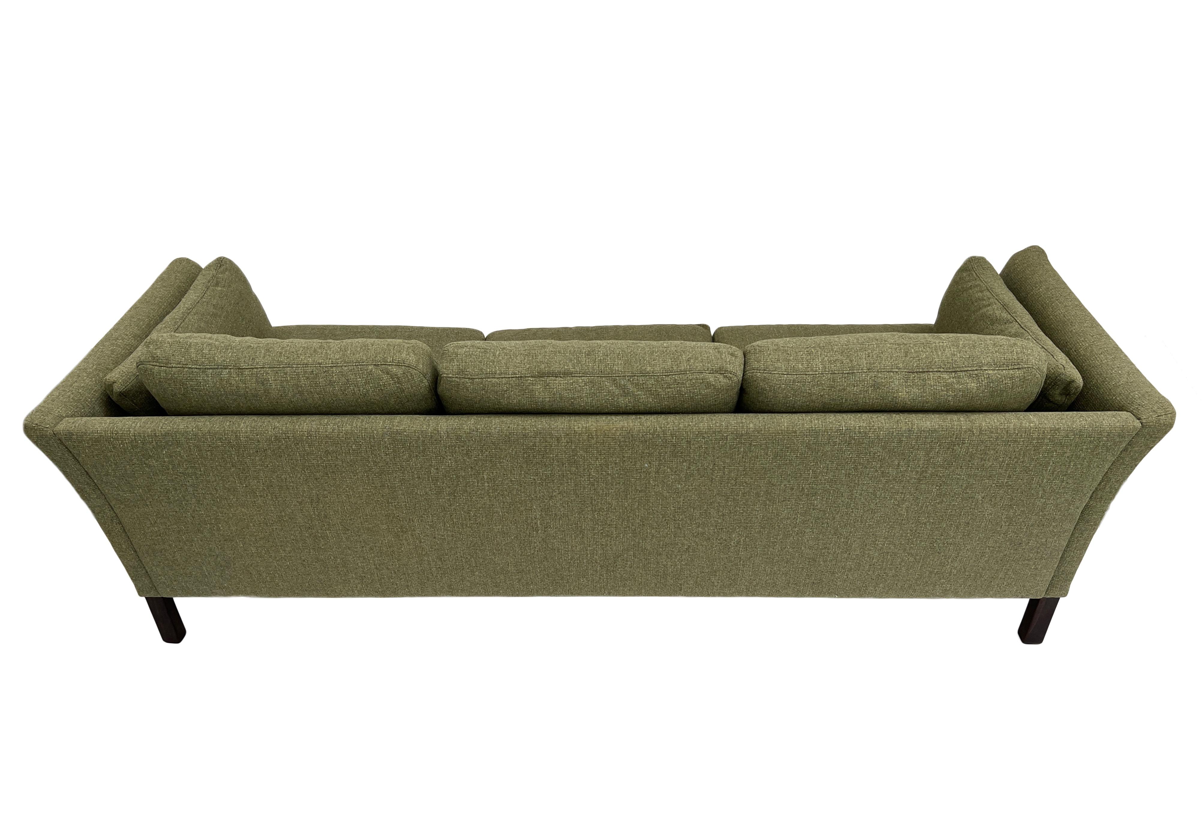 Danish Mogens Hansen Sage Green Wool 3 Seater Sofa Mid Century 1960s For Sale 6