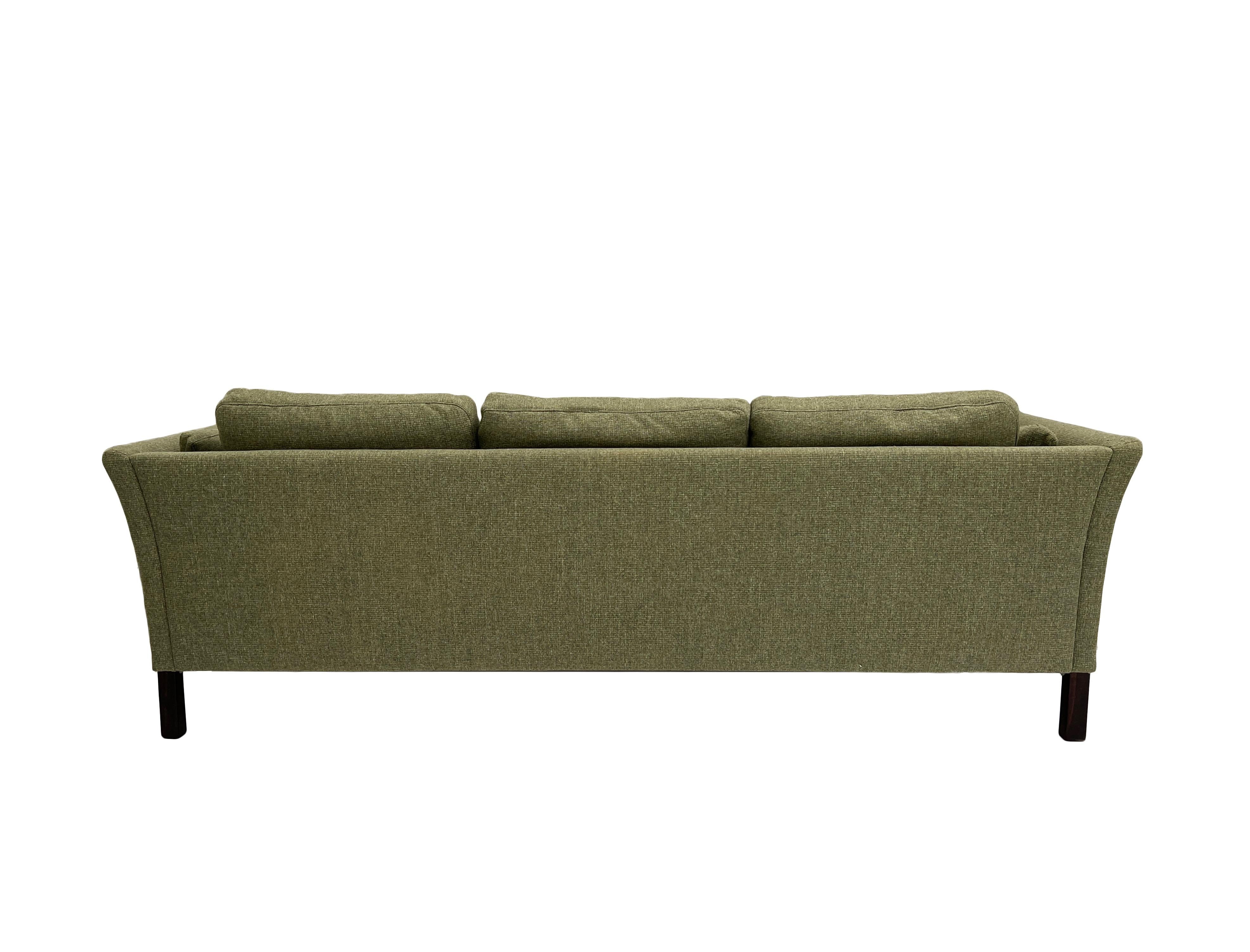 Danish Mogens Hansen Sage Green Wool 3 Seater Sofa Mid Century 1960s For Sale 7