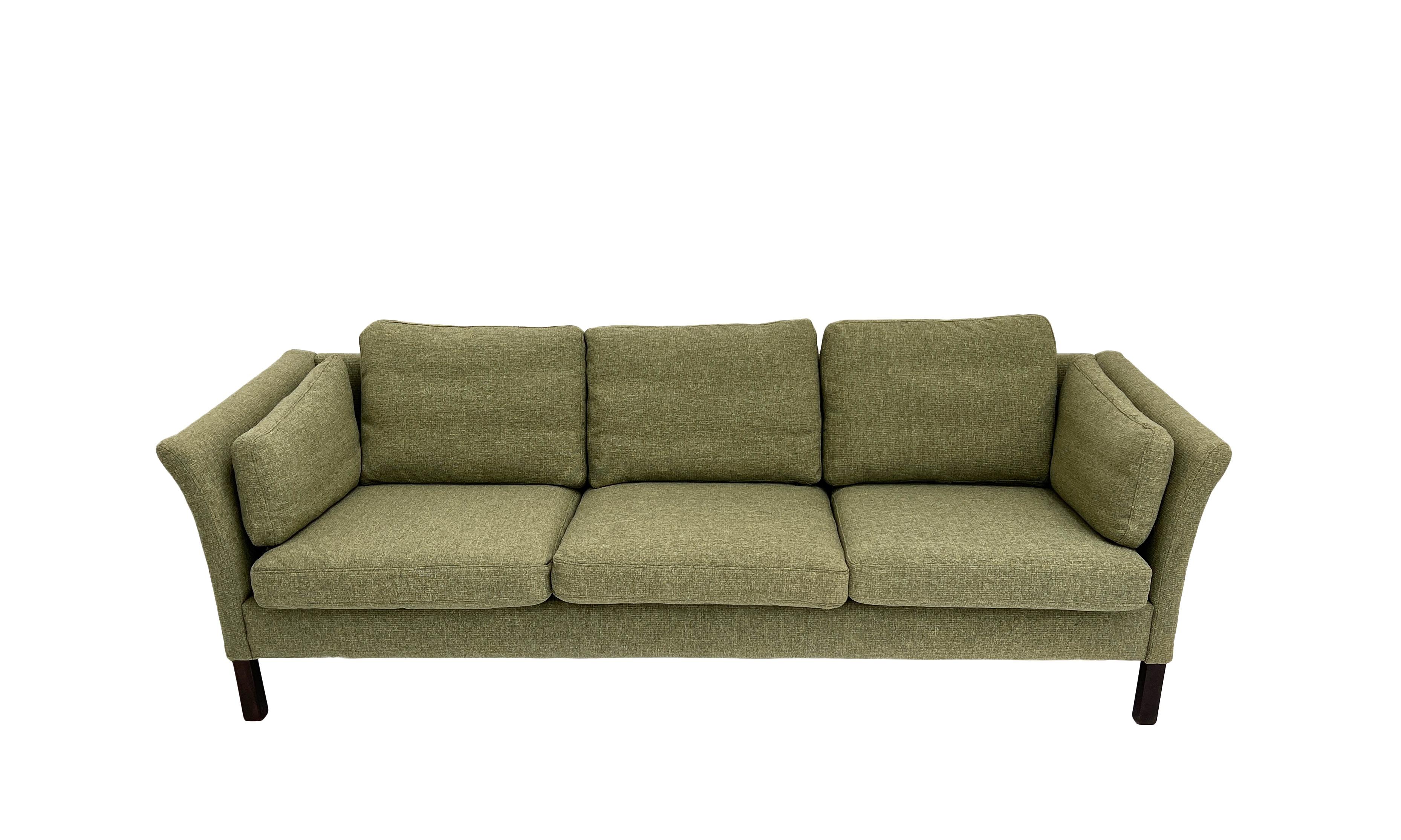 Mid-Century Modern Danish Mogens Hansen Sage Green Wool 3 Seater Sofa Mid Century 1960s