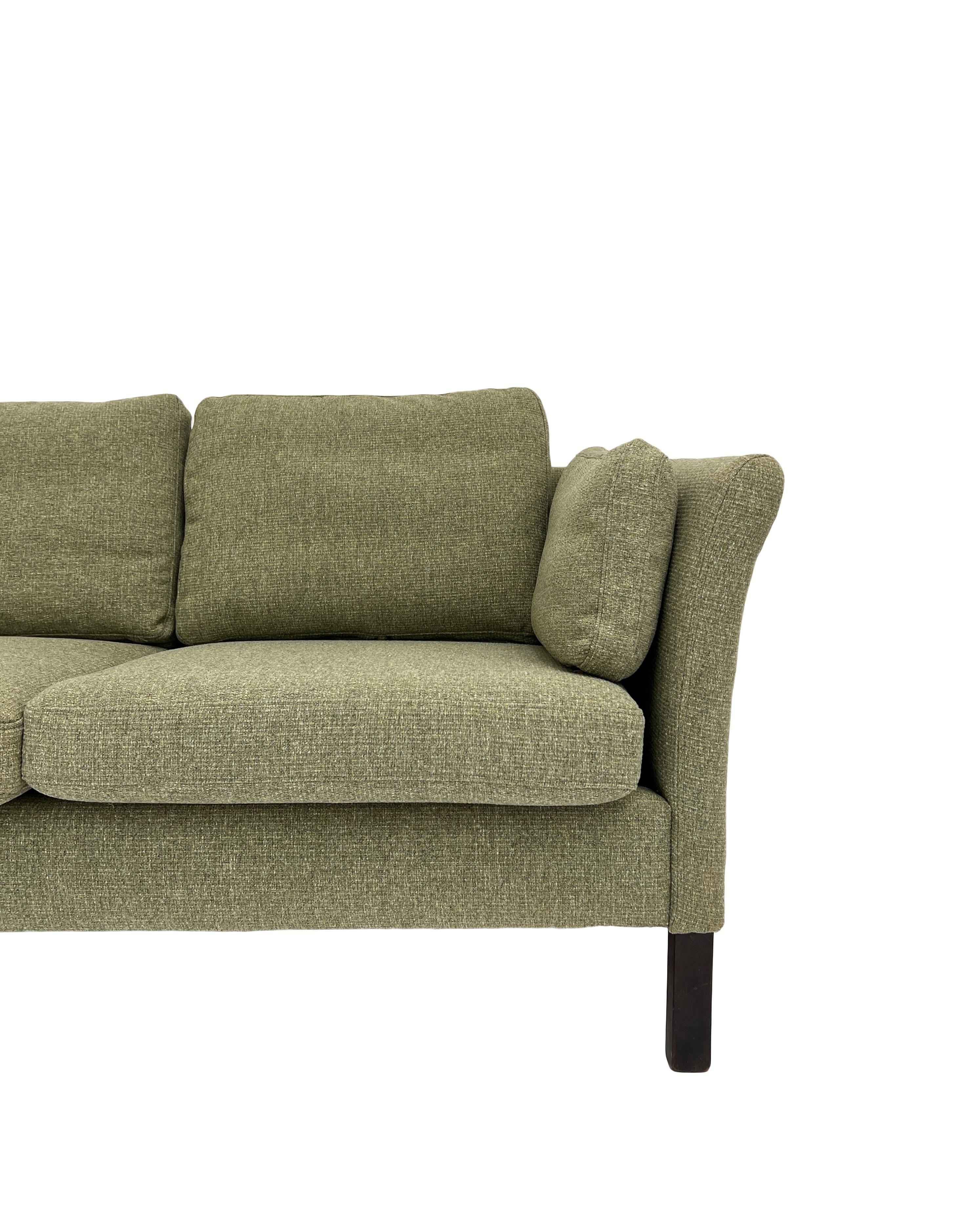 Danish Mogens Hansen Sage Green Wool 3 Seater Sofa Mid Century 1960s For Sale 2