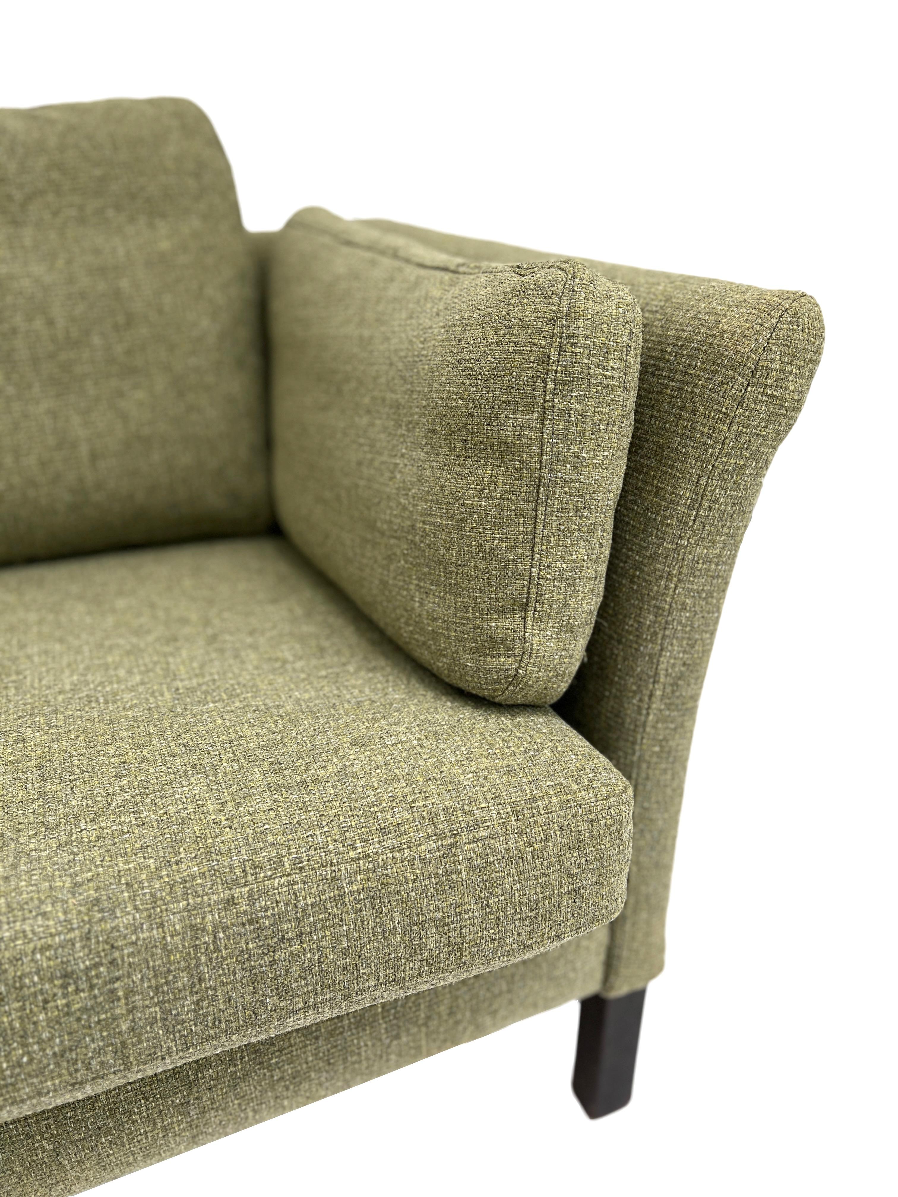 Danish Mogens Hansen Sage Green Wool 3 Seater Sofa Mid Century 1960s For Sale 4