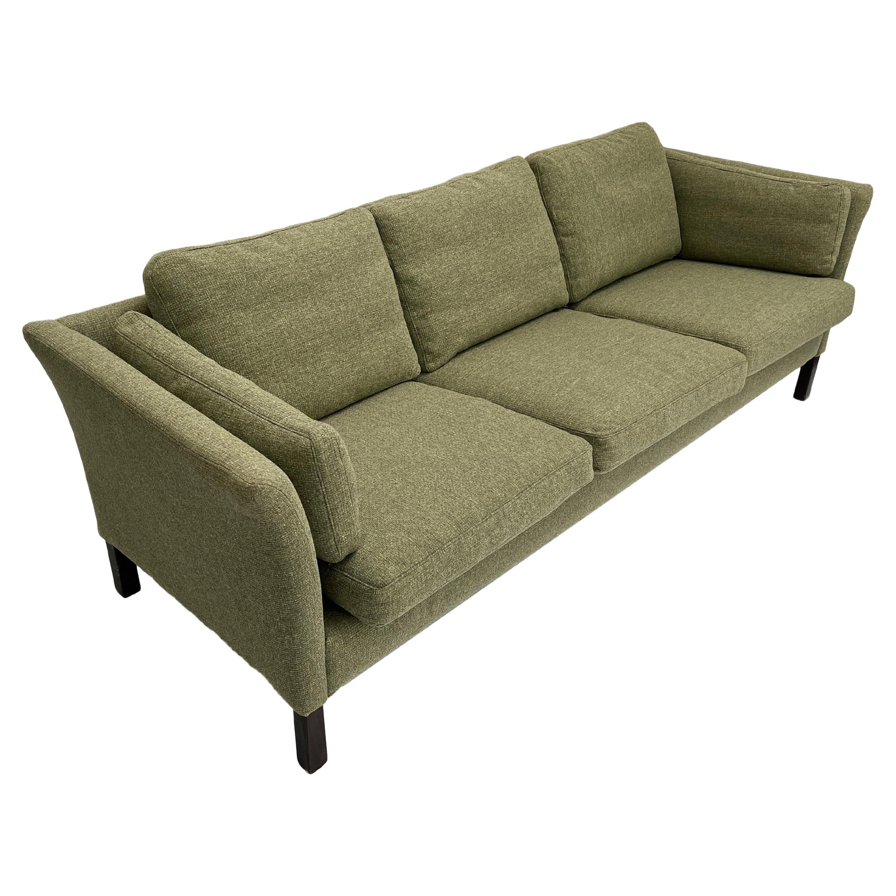 Dänisch Mogens Hansen Sage Grün Wolle 3 Sitzer Sofa Mid Century 1960s