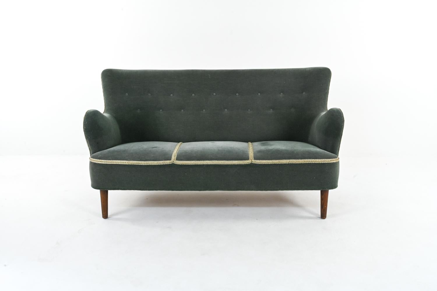 Mid-Century Modern Danish Mohair Sofa by Alfred Christensen for Slagelse Mobelvaerk, C. 1940's