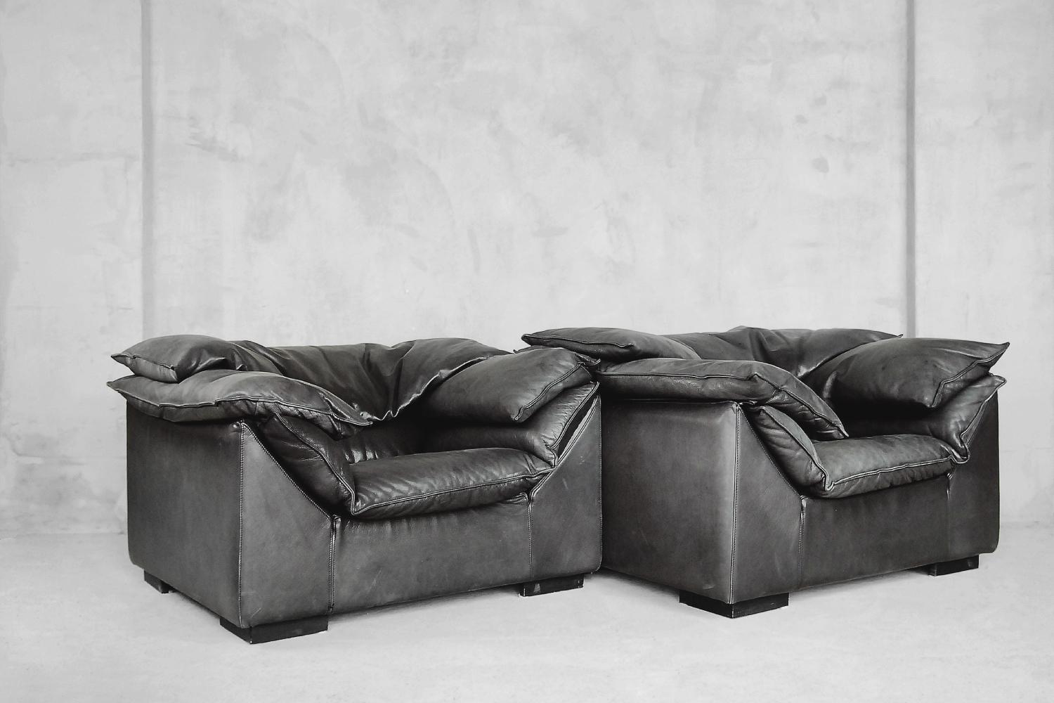 Leather Vintage Mid-century Modern Danish Monza Armchairs from Niels Eilersen, 1970s  For Sale