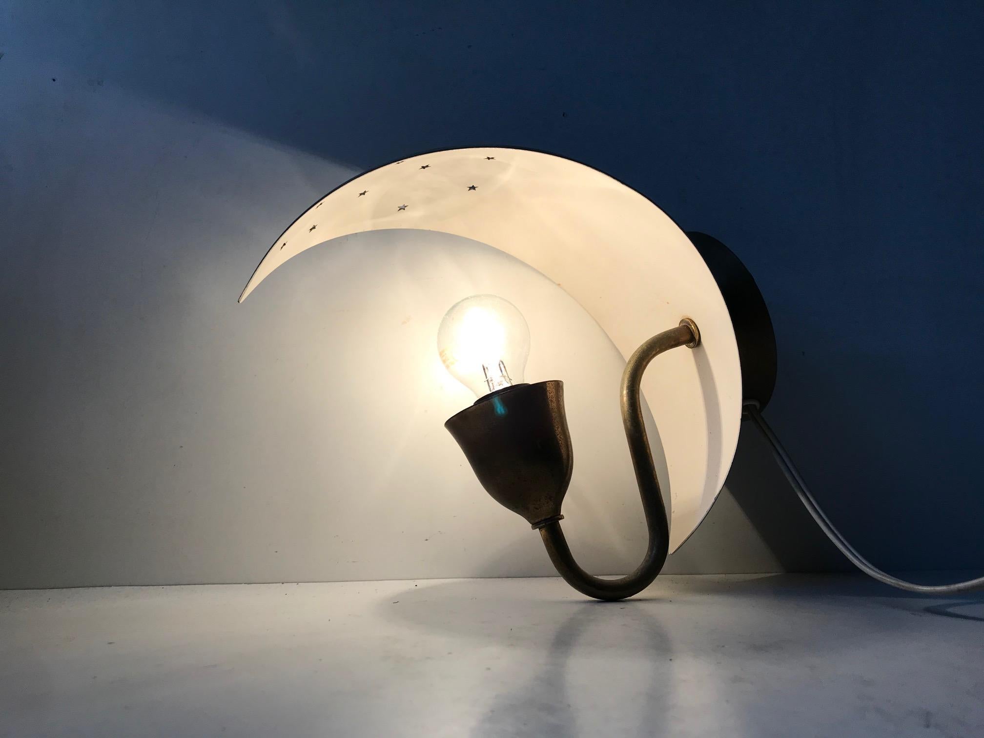 Danish Moon Wall Sconce by Fog & Mørup, 1930s In Good Condition In Esbjerg, DK