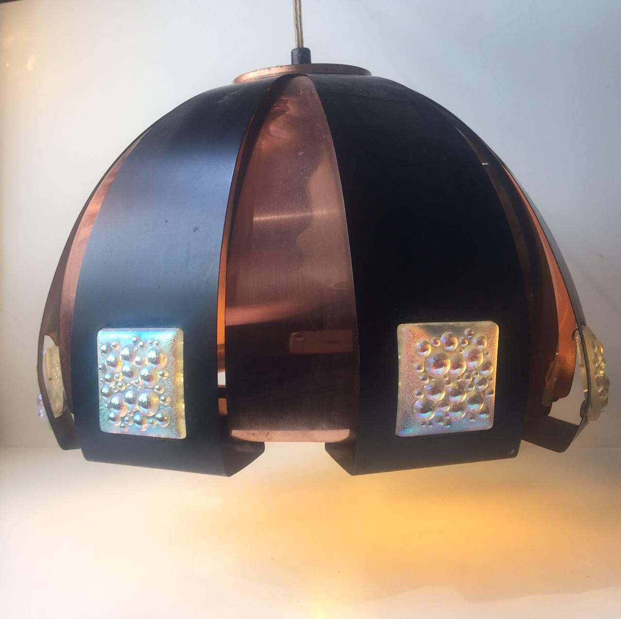 Painted Danish 'Moonscape' Copper Ceiling Lamp by Werner Schou for Coronell, 1960s For Sale