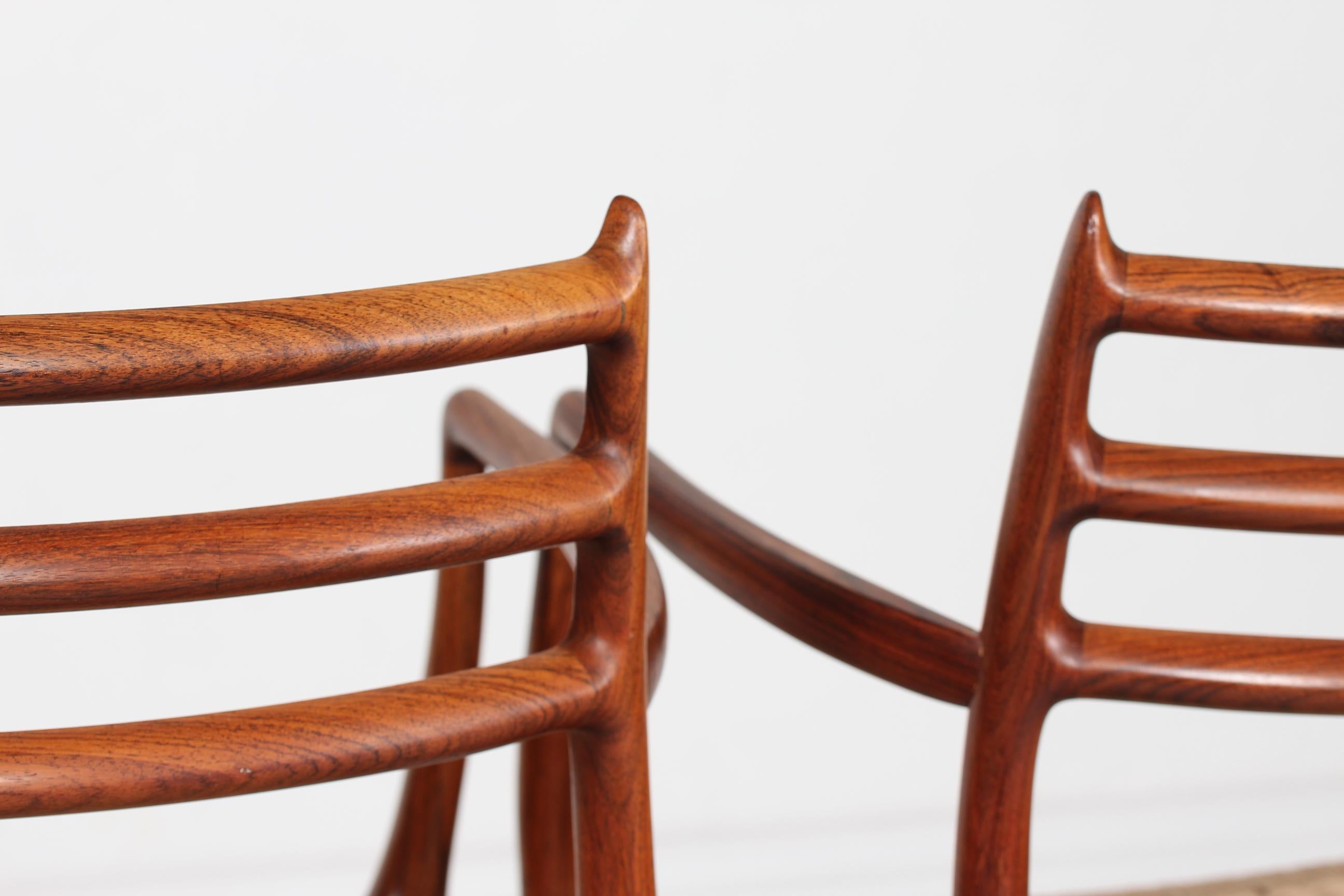 Danish N. O. Møller Pair of Armchairs No. 62  of Rosewood Made by J.L. Møller 1