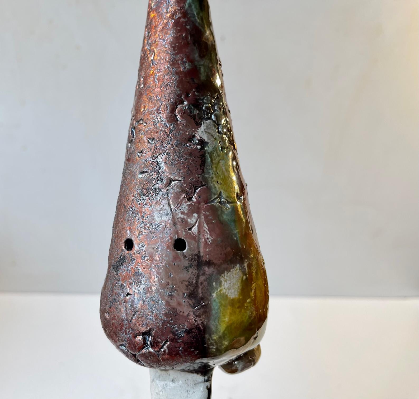 Danish Naive Fantasy Swordfish in Raku Burnt Stoneware, 2000s 1