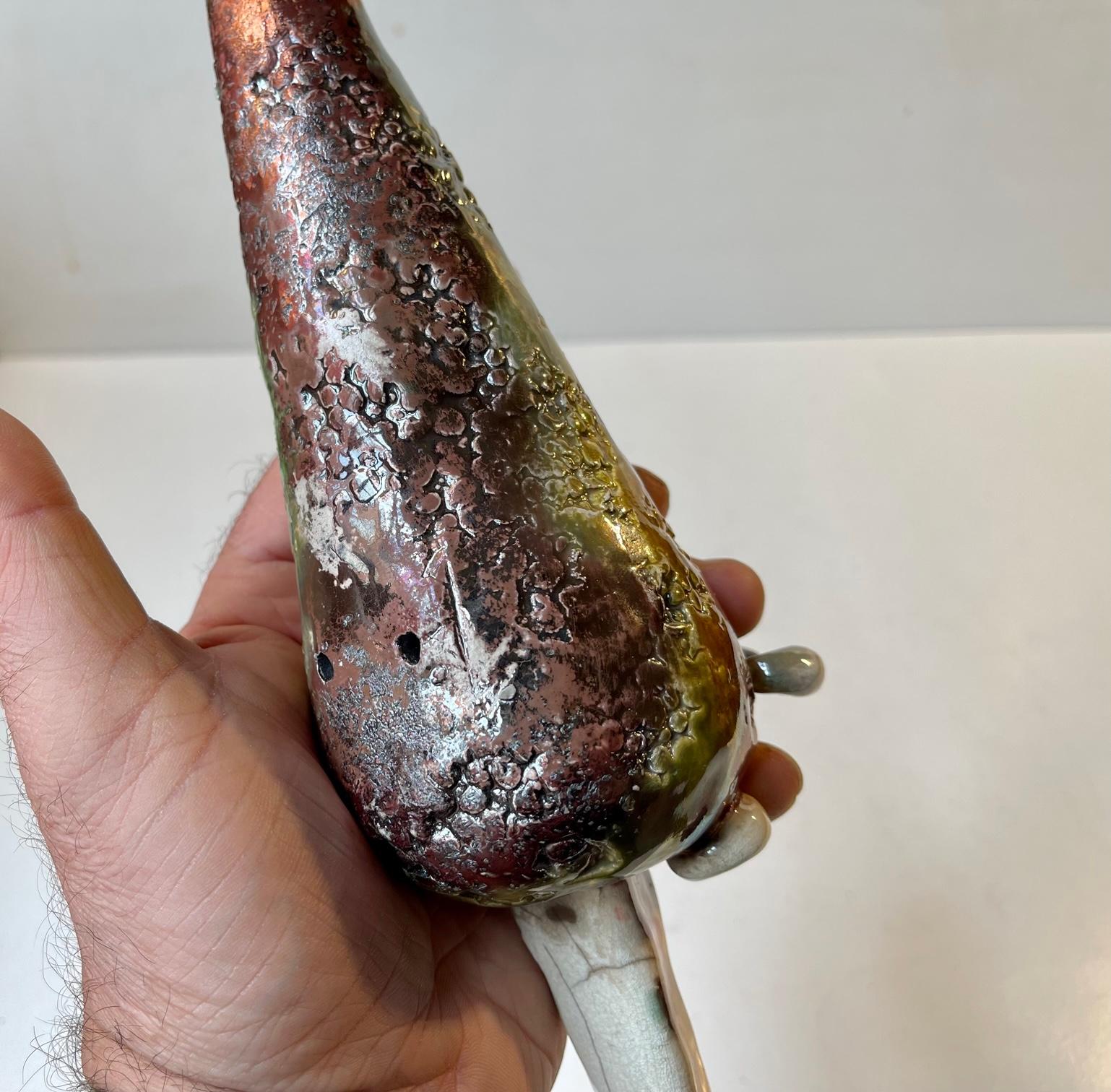 Danish Naive Fantasy Swordfish in Raku Burnt Stoneware, 2000s 3