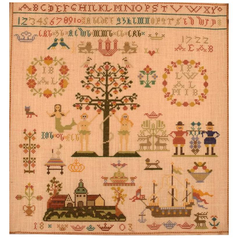 Danish Name Cloth Embroidery, Dated 1803