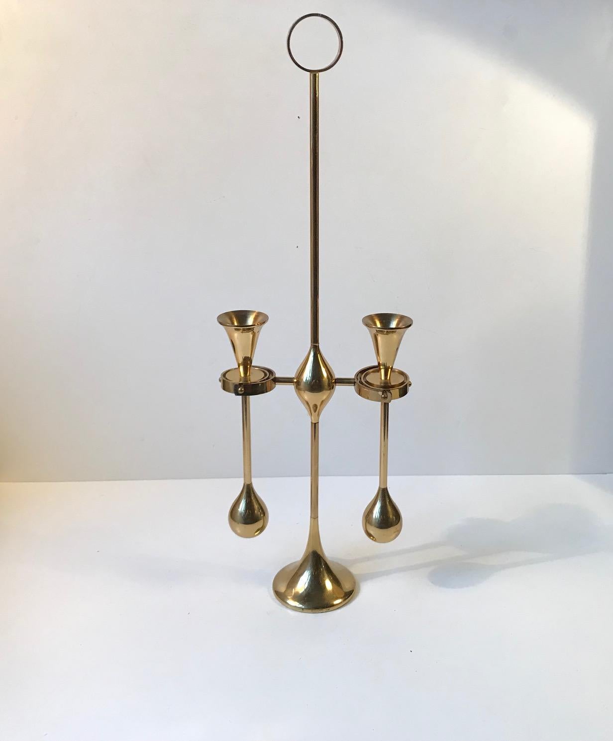 Danish Nautical Oil Lamp or Candle Holder in Brass by Freddie Andersen, 1970s In Good Condition In Esbjerg, DK