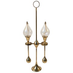 Danish Nautical Oil Lamp or Candle Holder in Brass by Freddie Andersen, 1970s