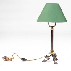 Danish Neoclassical Bronze Table Lamp with Animal Paw Base