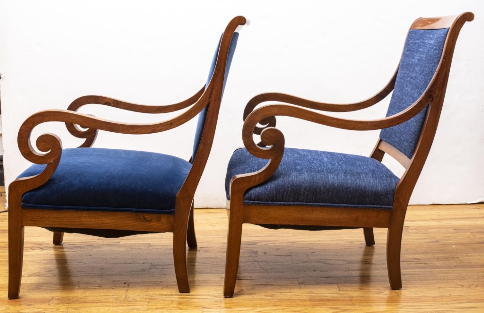Upholstery Danish Neoclassical Empire Armchairs For Sale