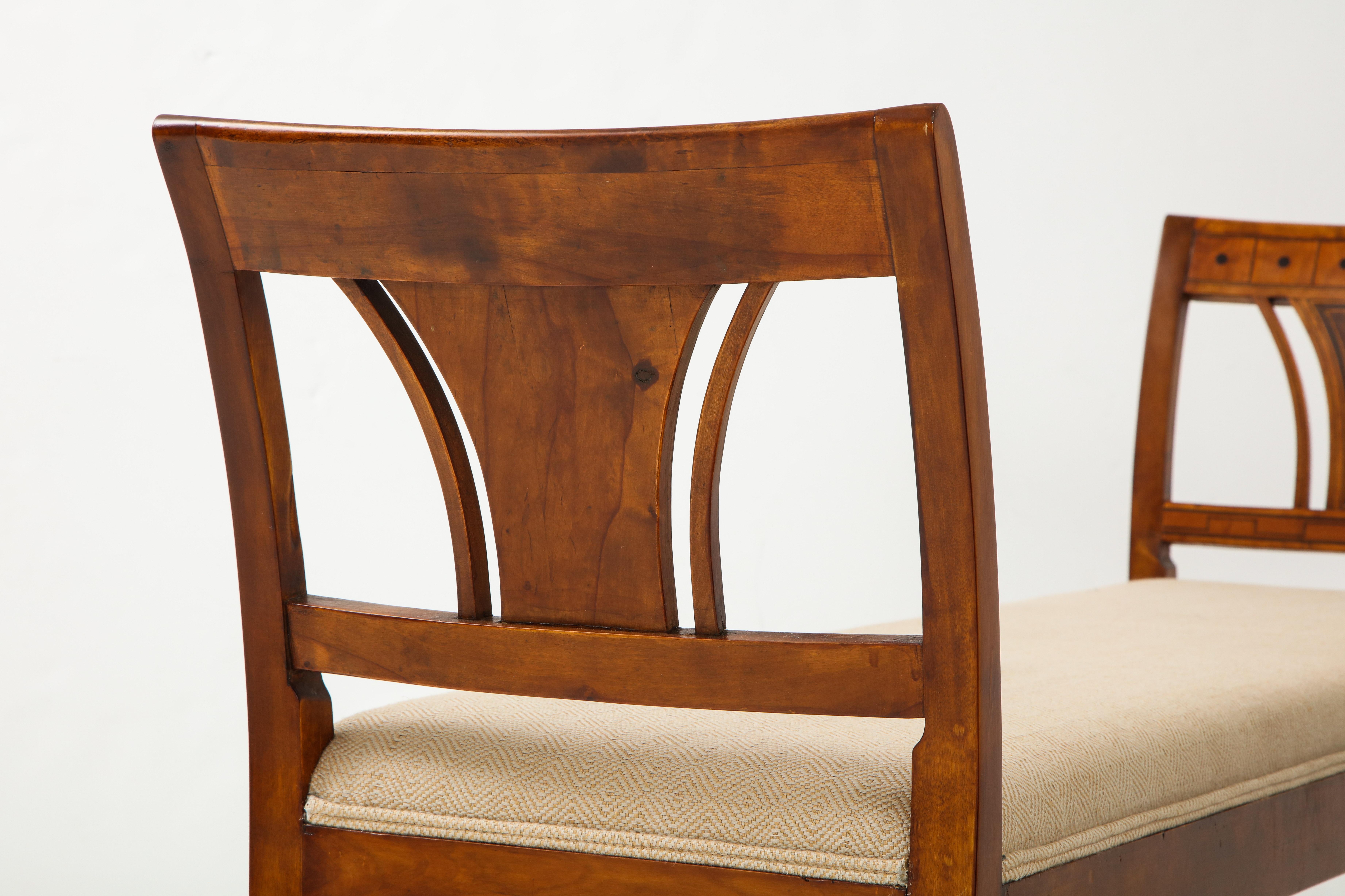 Danish Neoclassical Inlaid Birchwood Window Seat, 19th Century 3