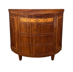 Danish Neoclassical Style Inlaid Mahogany Demi-lune Four-drawer Cabinet