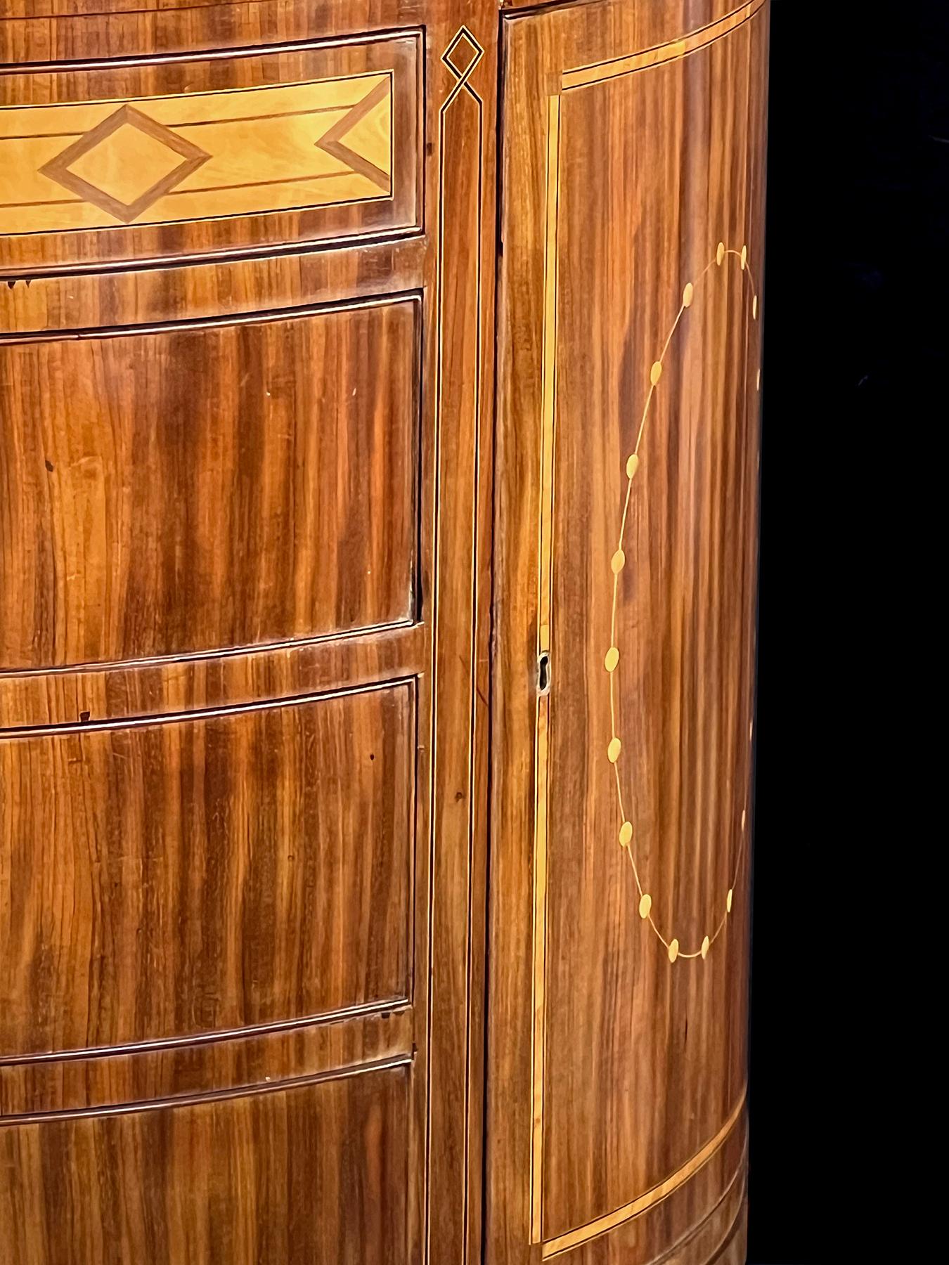 Neoclassical Revival Danish Neoclassical Style Inlaid Mahogany Demi-lune Four-drawer Cabinet For Sale