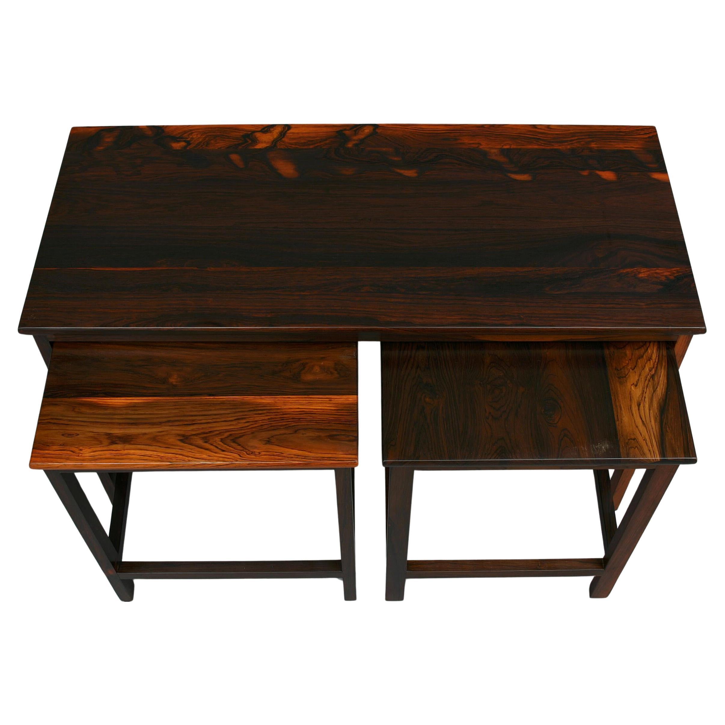 Danish nest of solid rosewood tables c1960