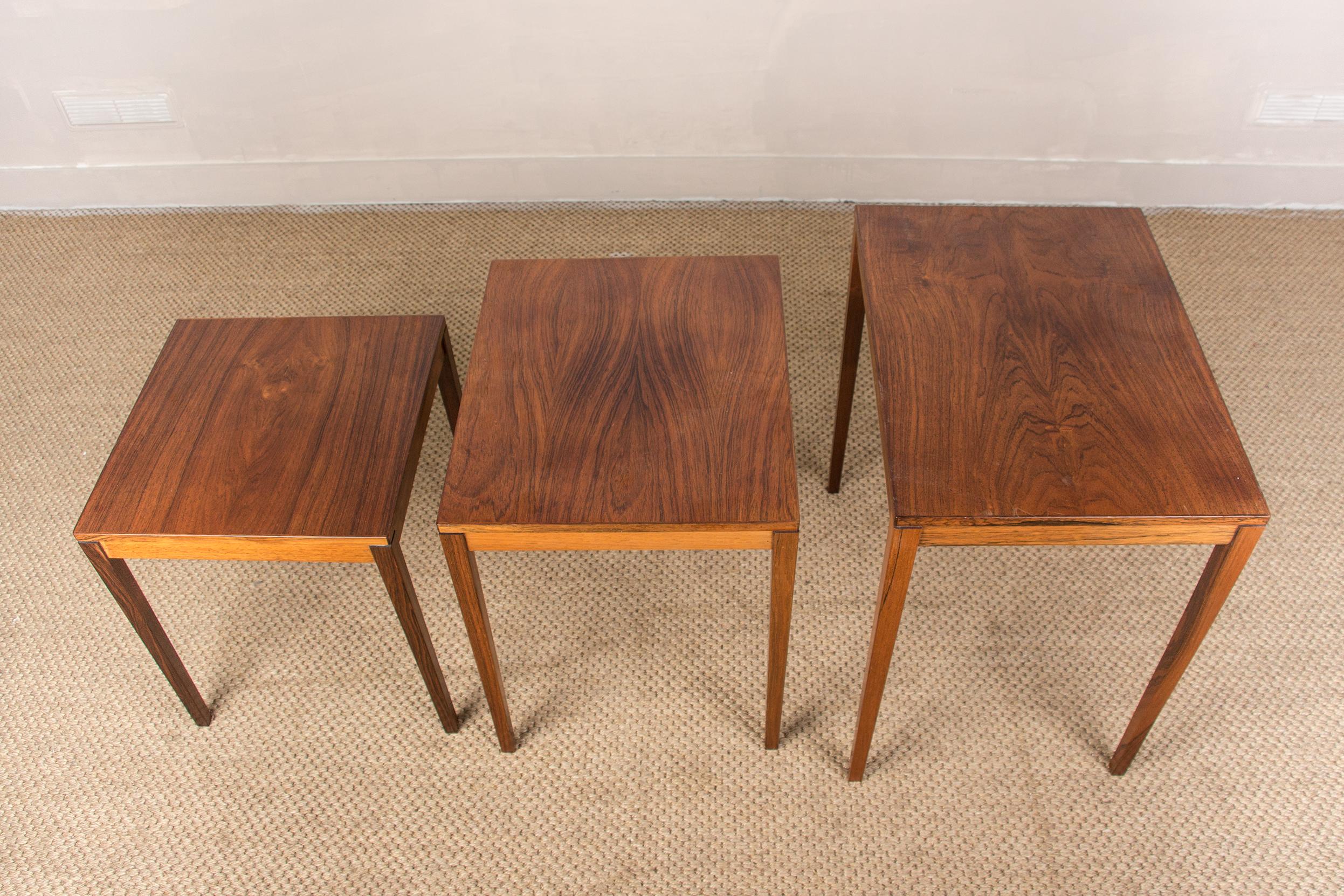 Danish Nesting Tables in Rio Rosewood by Johannes Andersen for CFC Silkeborg, 19 6