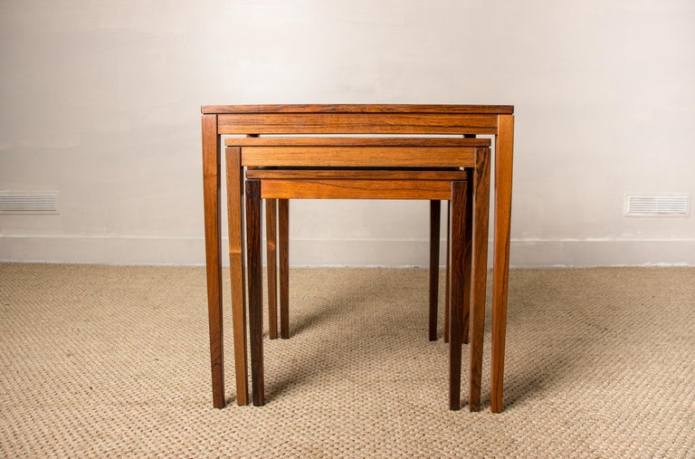 Scandinavian Modern Danish Nesting Tables in Rio Rosewood by Johannes Andersen for CFC Silkeborg, 19 For Sale