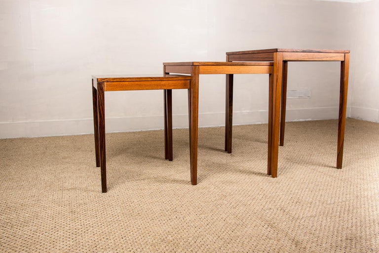 Danish Nesting Tables in Rio Rosewood by Johannes Andersen for CFC Silkeborg, 19 For Sale 2
