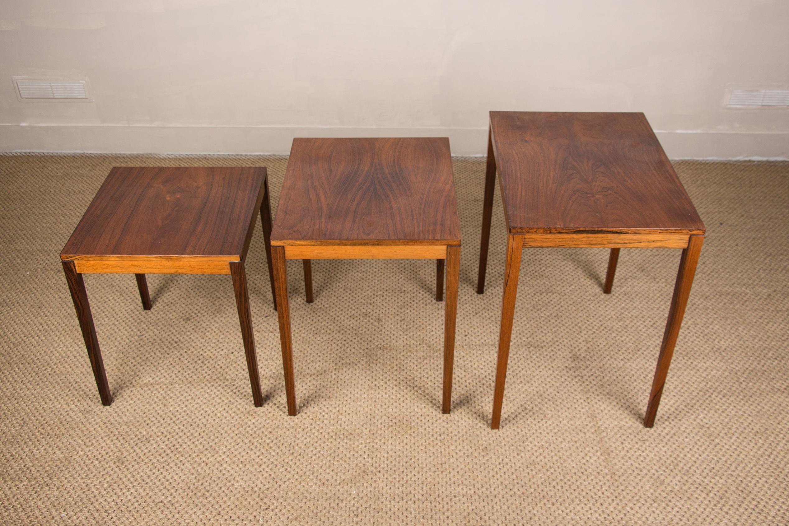 Danish Nesting Tables in Rio Rosewood by Johannes Andersen for CFC Silkeborg, 19 3