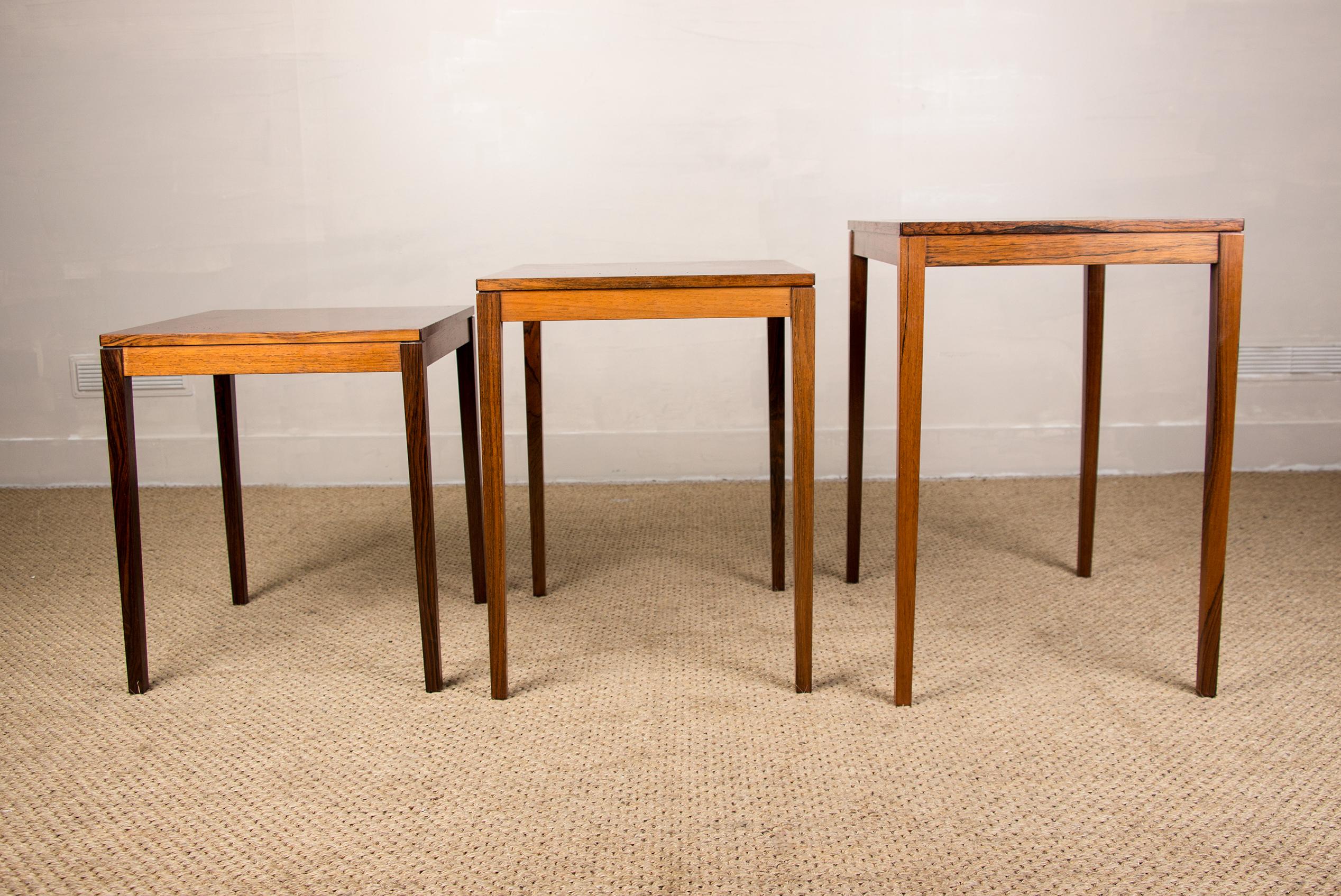 Danish Nesting Tables in Rio Rosewood by Johannes Andersen for CFC Silkeborg, 19 4