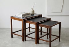 Danish Nesting Tables in Rosewood with Tiles, 1960s, Set of 3