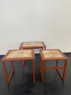Danish Nesting Tables with Ceramic Tile Top