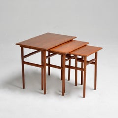 Danish Mid-Century Modern Nesting Teak Tables, Stamped Mark